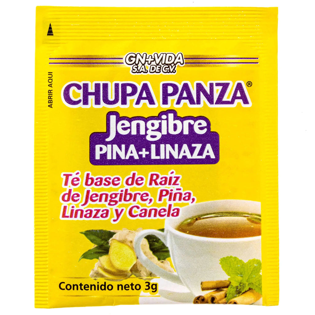 Tea CHUPA Panza, Tea Based ONGINGER Root, PINNEAPPLE, Flaxseed & Cinnamon GN+Vida Au supplements