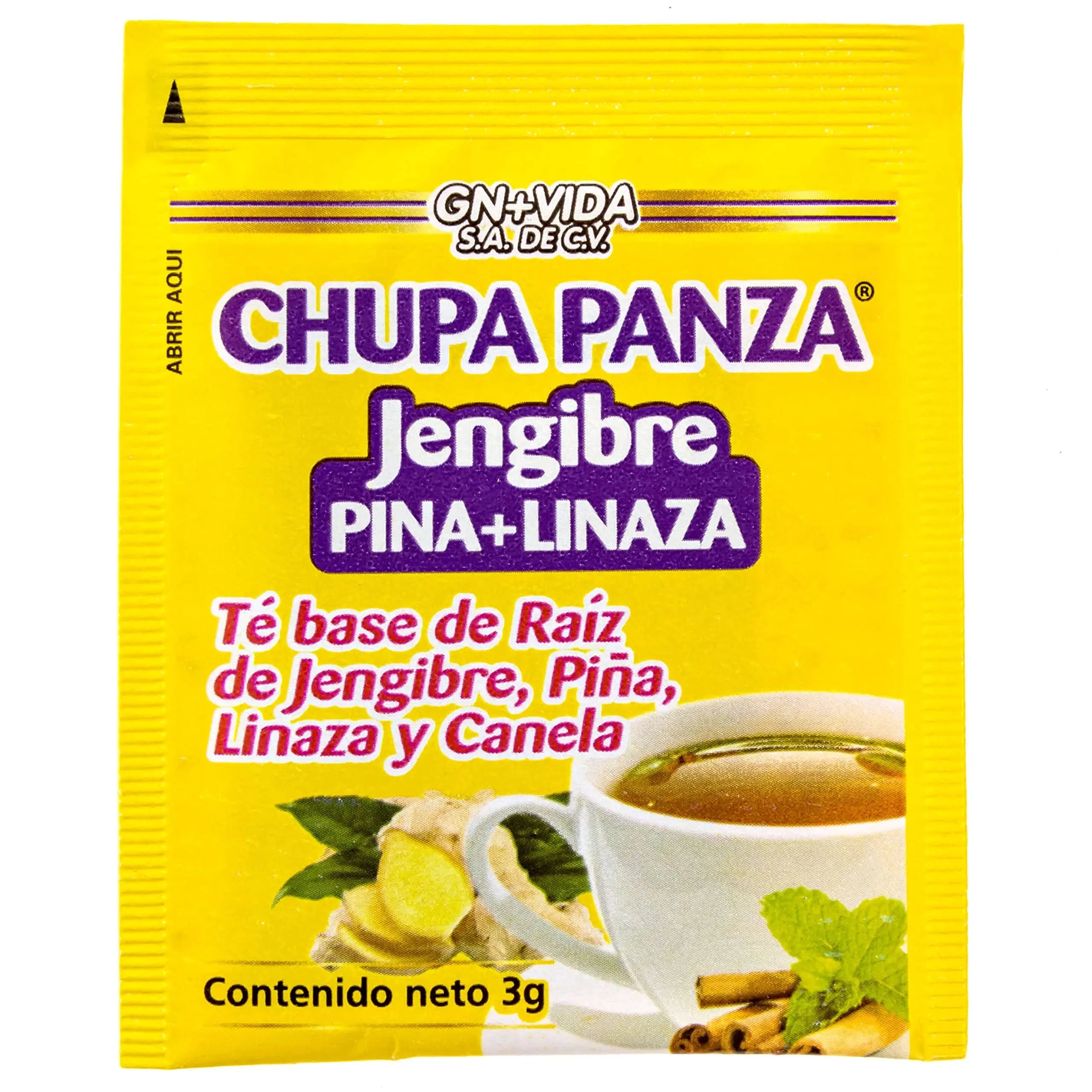 Tea CHUPA Panza, Tea Based ONGINGER Root, PINNEAPPLE, Flaxseed & Cinnamon GN+Vida Au supplements