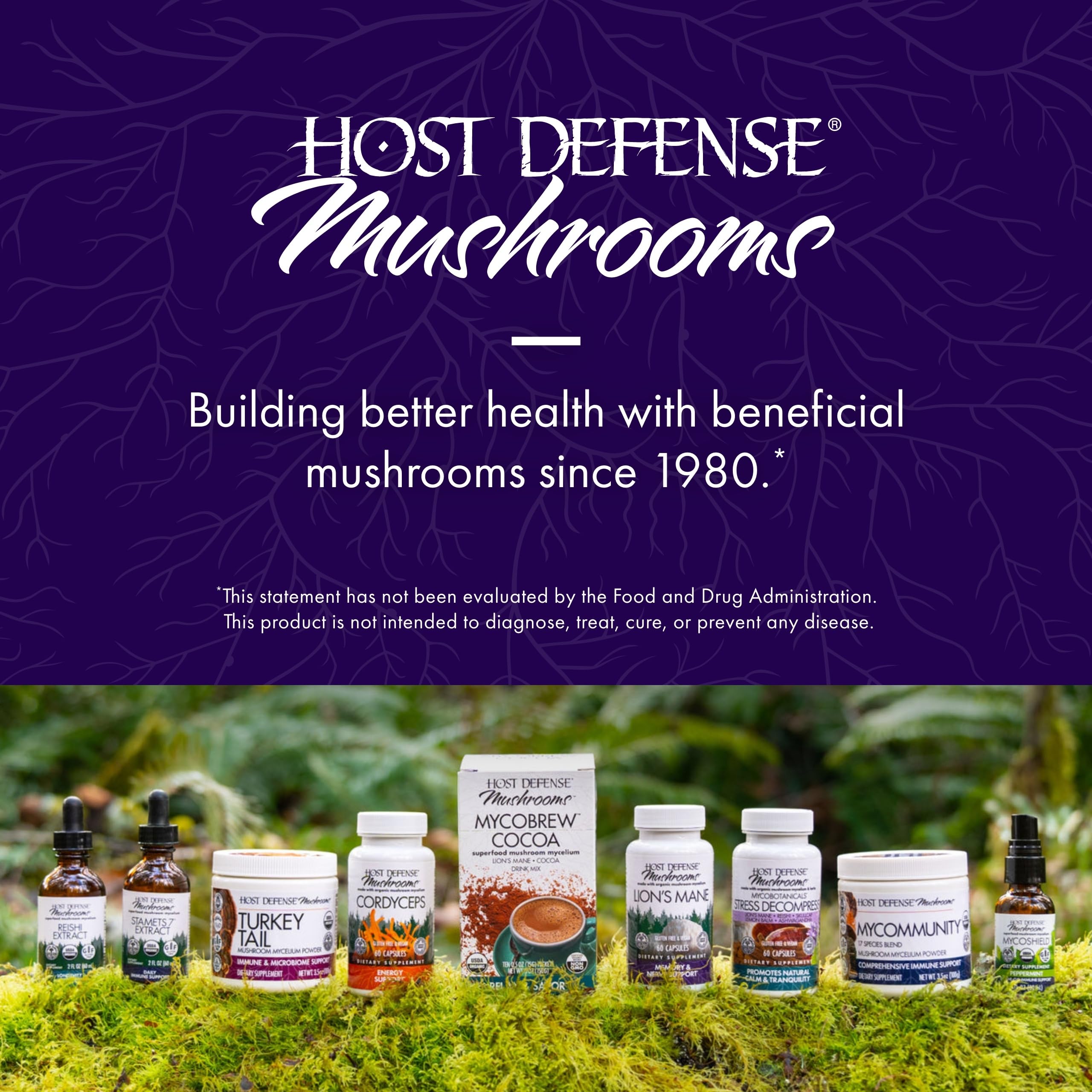 Host Defense MycoBotanicals Brain* Capsules - Brain Support Supplement with Lion's Mane, Reishi & Cordyceps Mushroom - Herbal Supplement for Memory & Focus Support - 60 Capsules Host Defense Au supplements