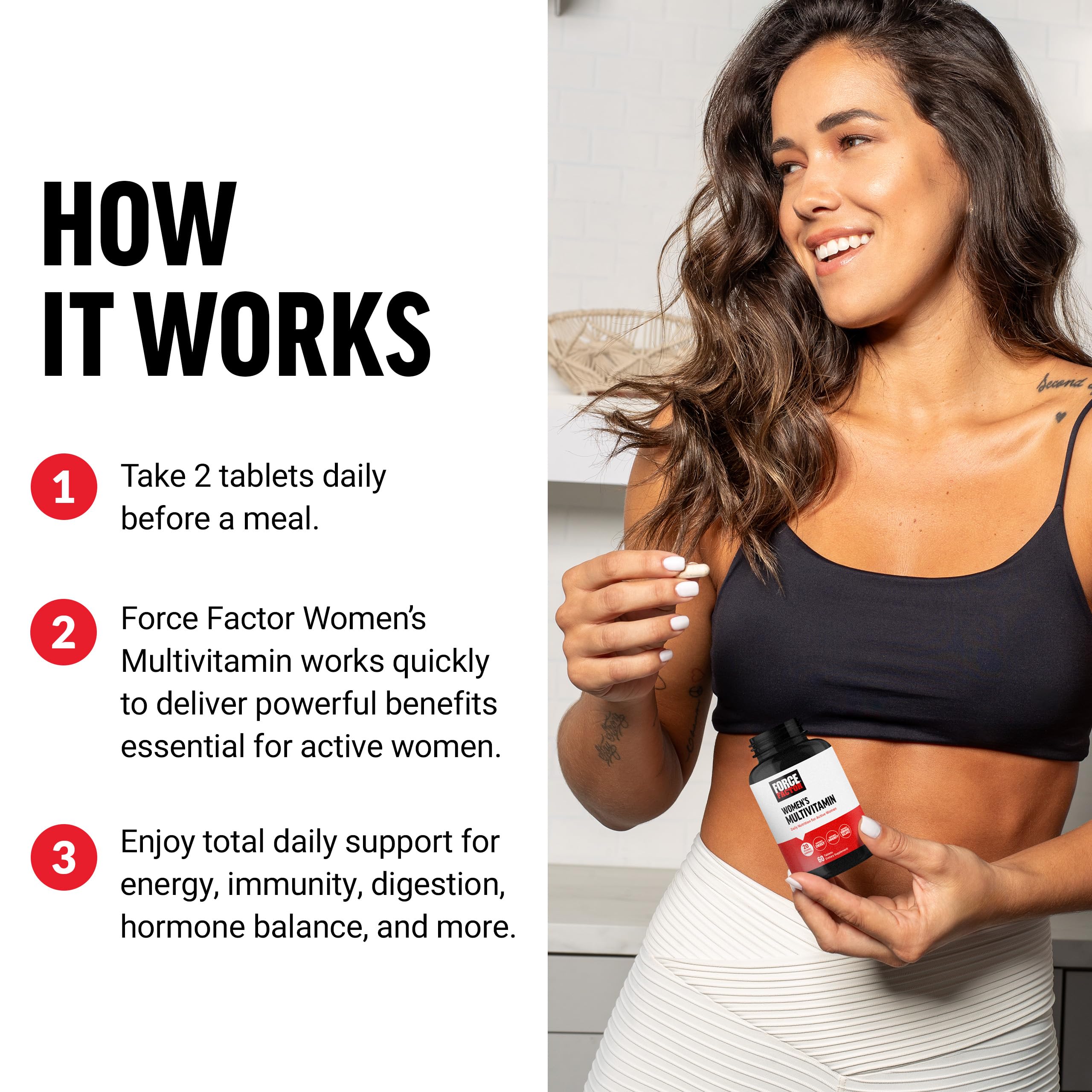 Force Factor Women’s Multivitamin, Multivitamin for Women to Support Hormone Balance, Energy, Immunity, and Gut Health, with 20 Vitamins & Minerals, Ashwagandha, Chasteberry, and More, 60 Tablets Force Factor Au supplements