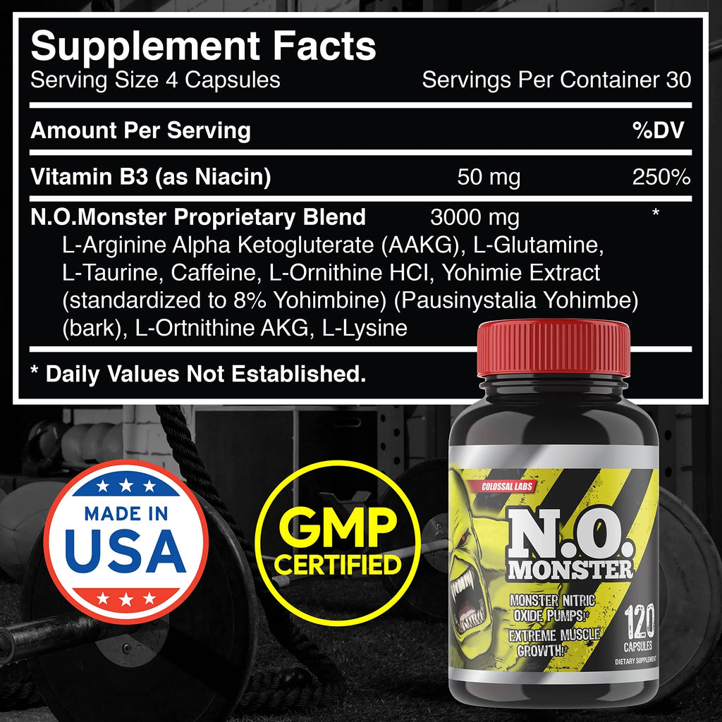 Colossal Labs Nitric Oxide Booster with L-Arginine, Extreme Pumps to Build Strength Goliath Labs Au supplements