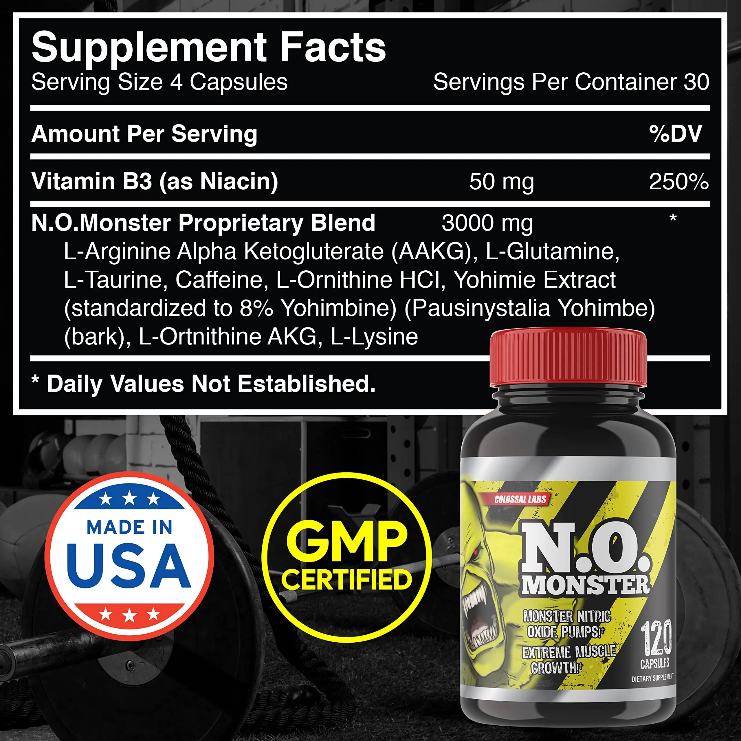Colossal Labs Nitric Oxide Booster with L-Arginine, Extreme Pumps to Build Strength Goliath Labs Au supplements