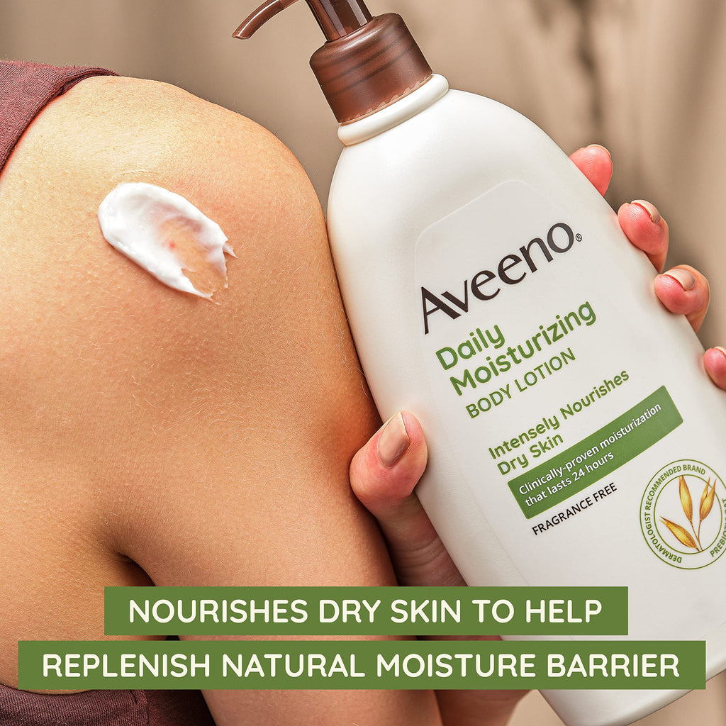 Aveeno Daily Moisturizing Body Lotion, Body Lotion for Dry Skin with Prebiotic Oat, Paraben Free, Fragrance Free