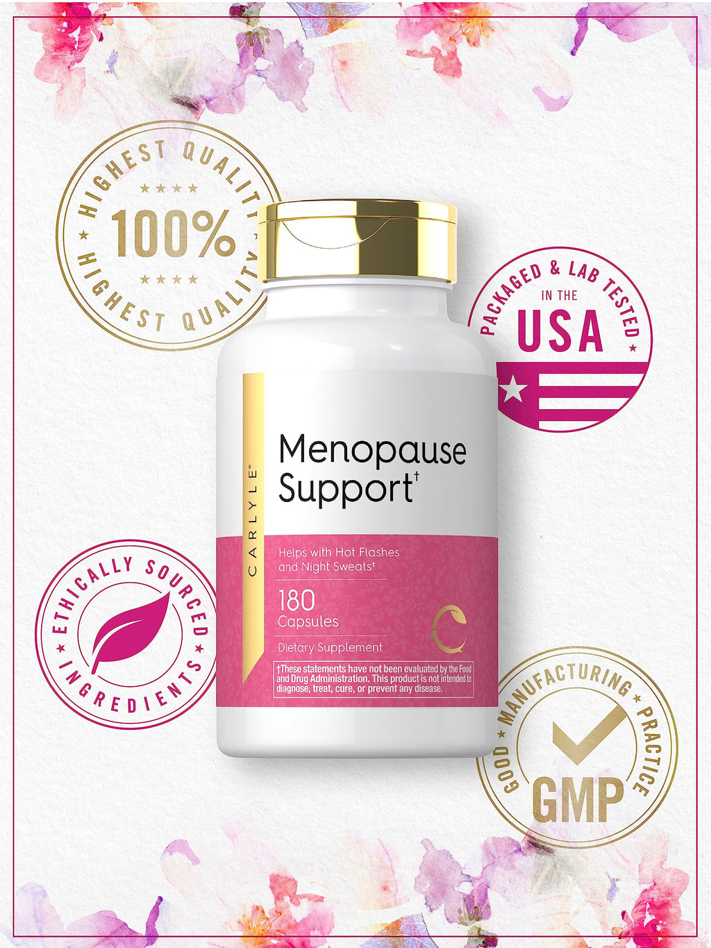 Carlyle Menopause Supplement for Women | 180 Capsules | Helps with Hot Flashes and Night Sweats | Non-GMO, Gluten Free Menopause Support Carlyle Au supplements