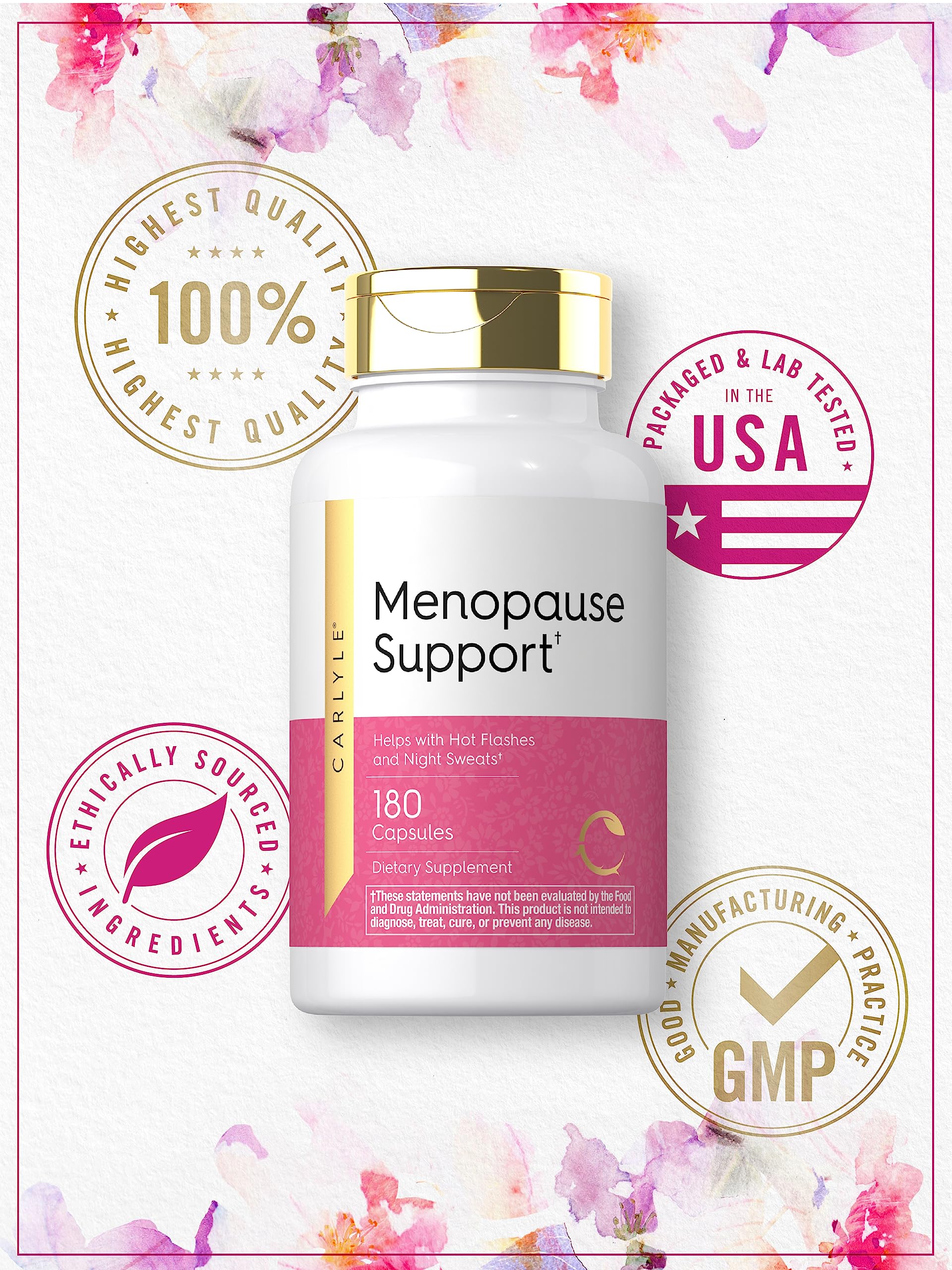 Carlyle Menopause Supplement for Women | 180 Capsules | Helps with Hot Flashes and Night Sweats | Non-GMO, Gluten Free Menopause Support Carlyle Au supplements