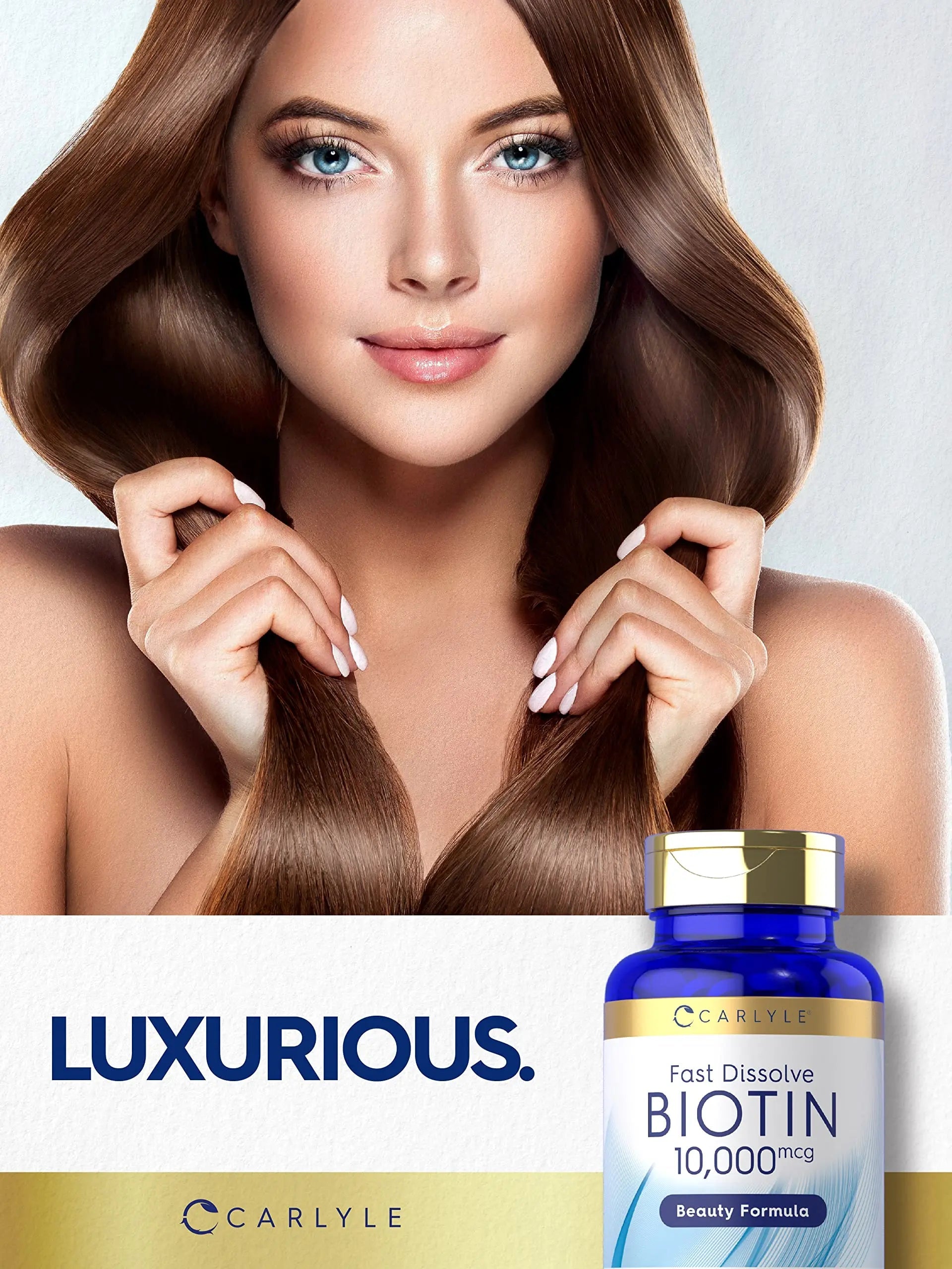 Carlyle Biotin 10000mcg | 250 Fast Dissolve Tablets | Max Strength | Vegetarian, Non-GMO, Gluten Free Supplement Carlyle Au supplements