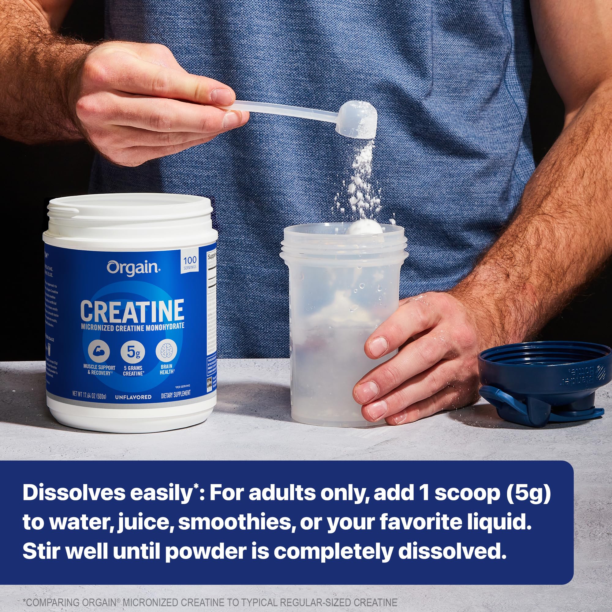 Orgain Creatine Monohydrate Micronized Powder, 100 Servings, Unflavored, Supports Muscle Growth, Post Workout Recovery and Brain Health, No Artificial Additives, for Men & Women, Vegan Orgain Au supplements