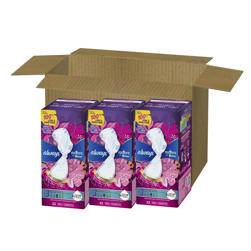 Always Radiant Feminine Pads For Women, Size 3 Extra Heavy Absorbency, With Flexfoam Always Au supplements