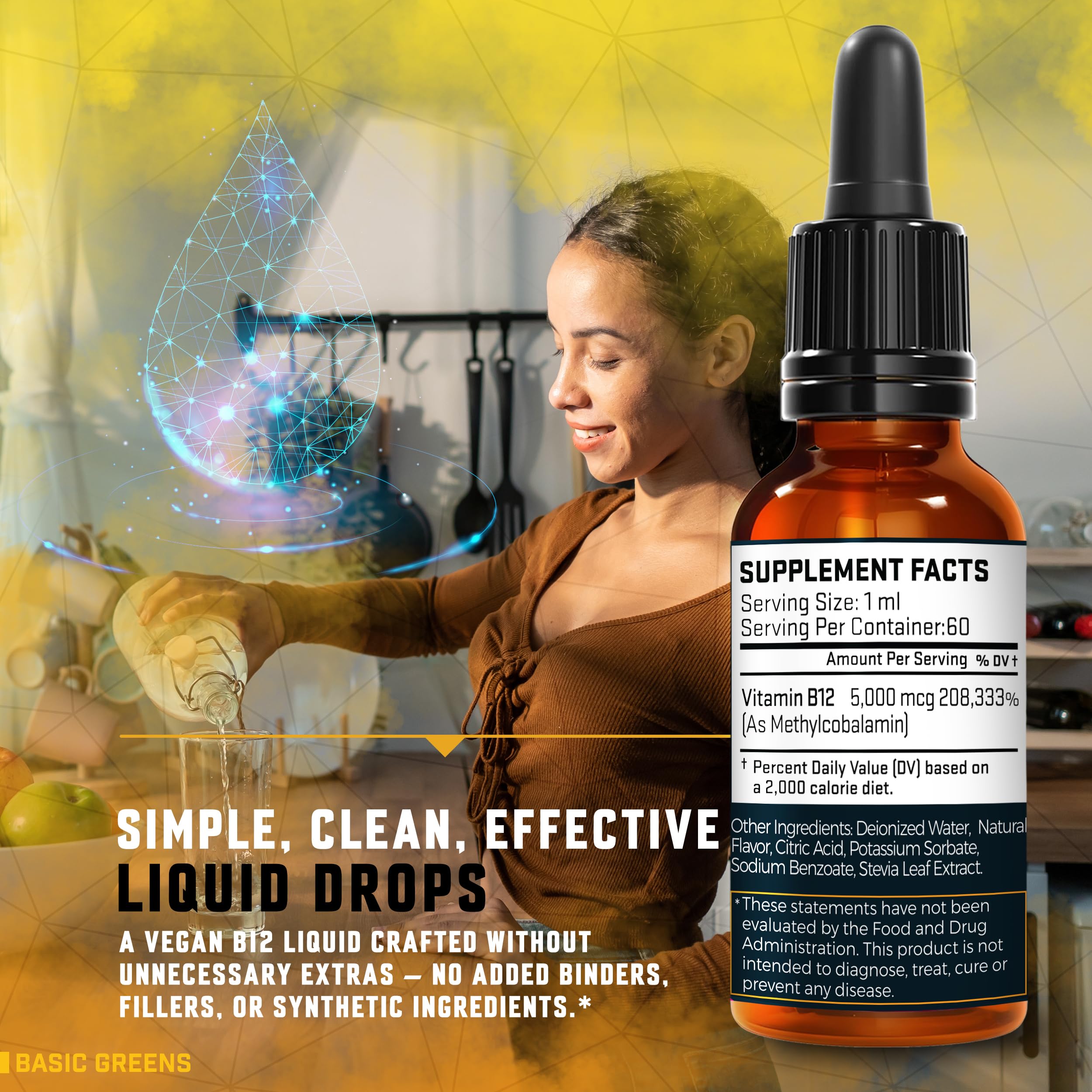 Vitamin B12 Sublingual Liquid Drops 5000 mcg – Vegan Methyl B-12 Supplement for Energy & Focus – B 12 Vitamin for Women & Men