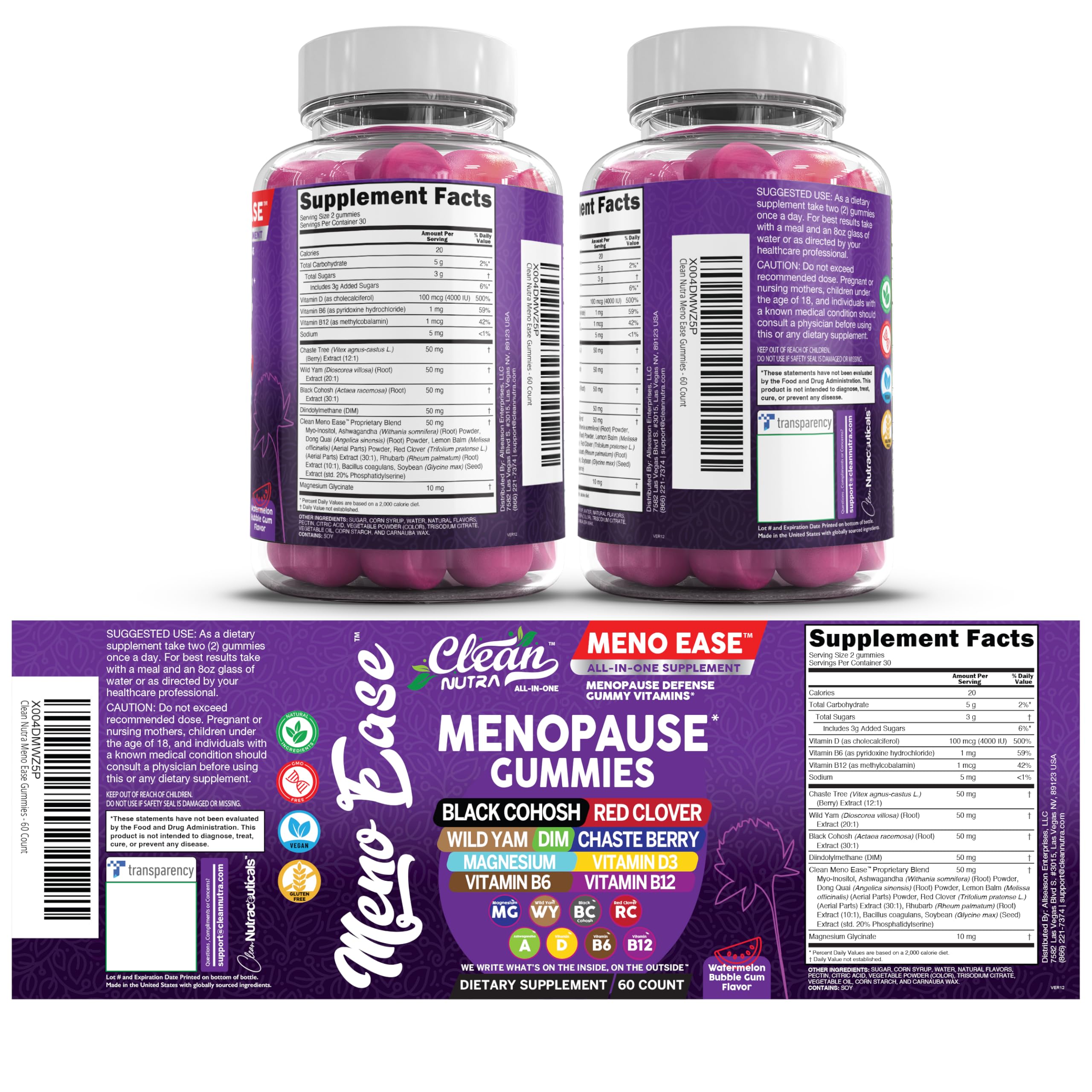 Menopause Supplement for Women Gummies with Black Cohosh, Wild Yam, DIM, Magnesium, Red Clover Chasteberry for Hormone Balance Relief Night Sweats Mood Plus Bergamot, Vitamin D3, Vitamin B6 B12 Clean Nutraceuticals Au supplements