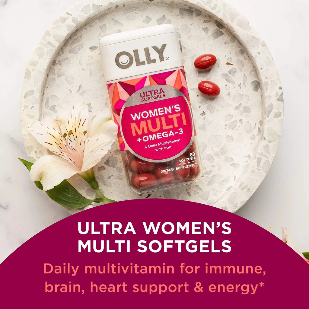OLLY Ultra Women's Multi Softgels & Ultra Strength Hair Softgels, Supports Hair Health, Biotin, Keratin, Vitamin D, B12, Hair Supplement, 30 Day Supply - 30 Count OLLY Au supplements