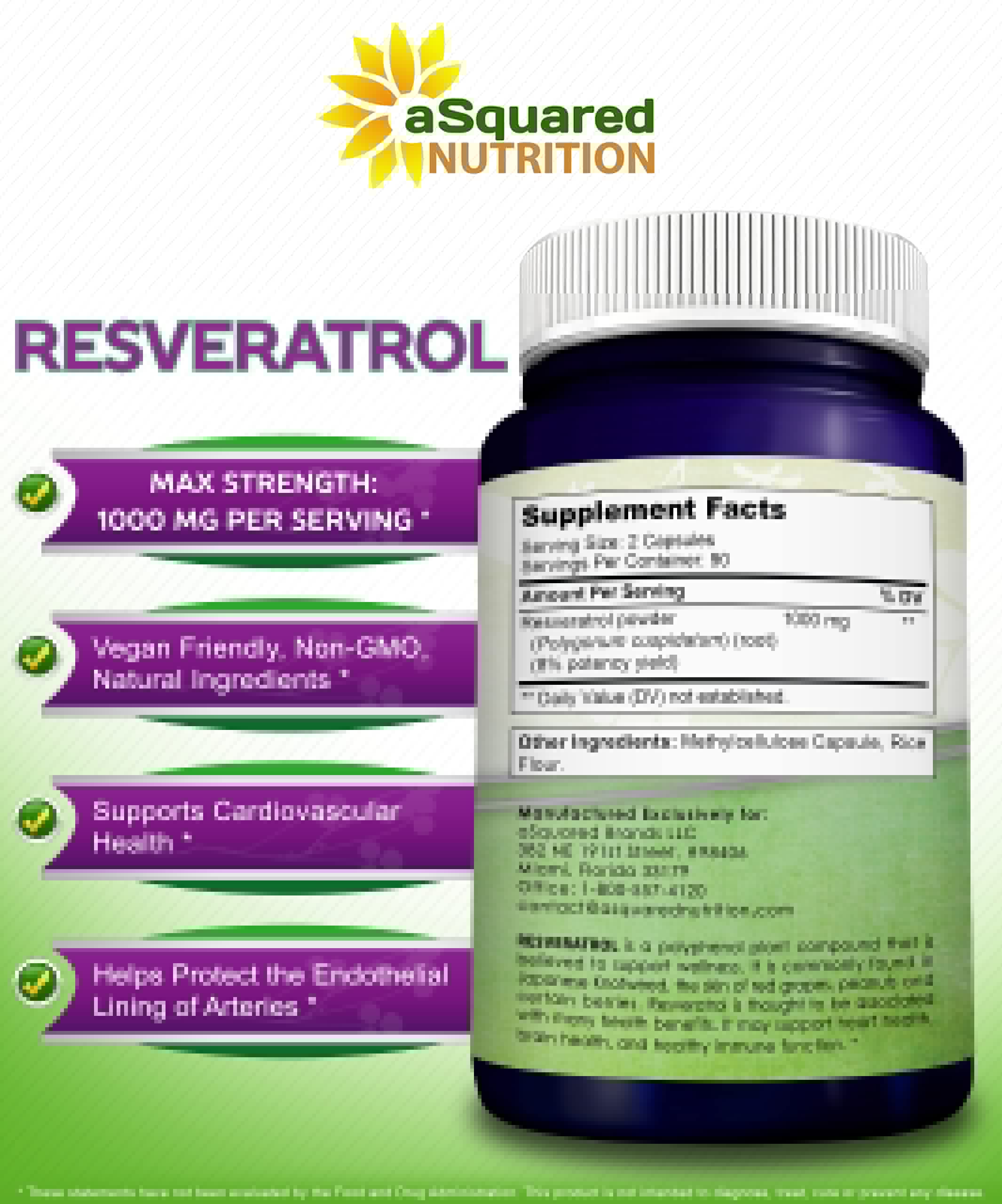 100% Natural Resveratrol - 1000mg Per Serving Max Strength (180 Capsules) Antioxidant Supplement, Trans-Resveratrol Pills