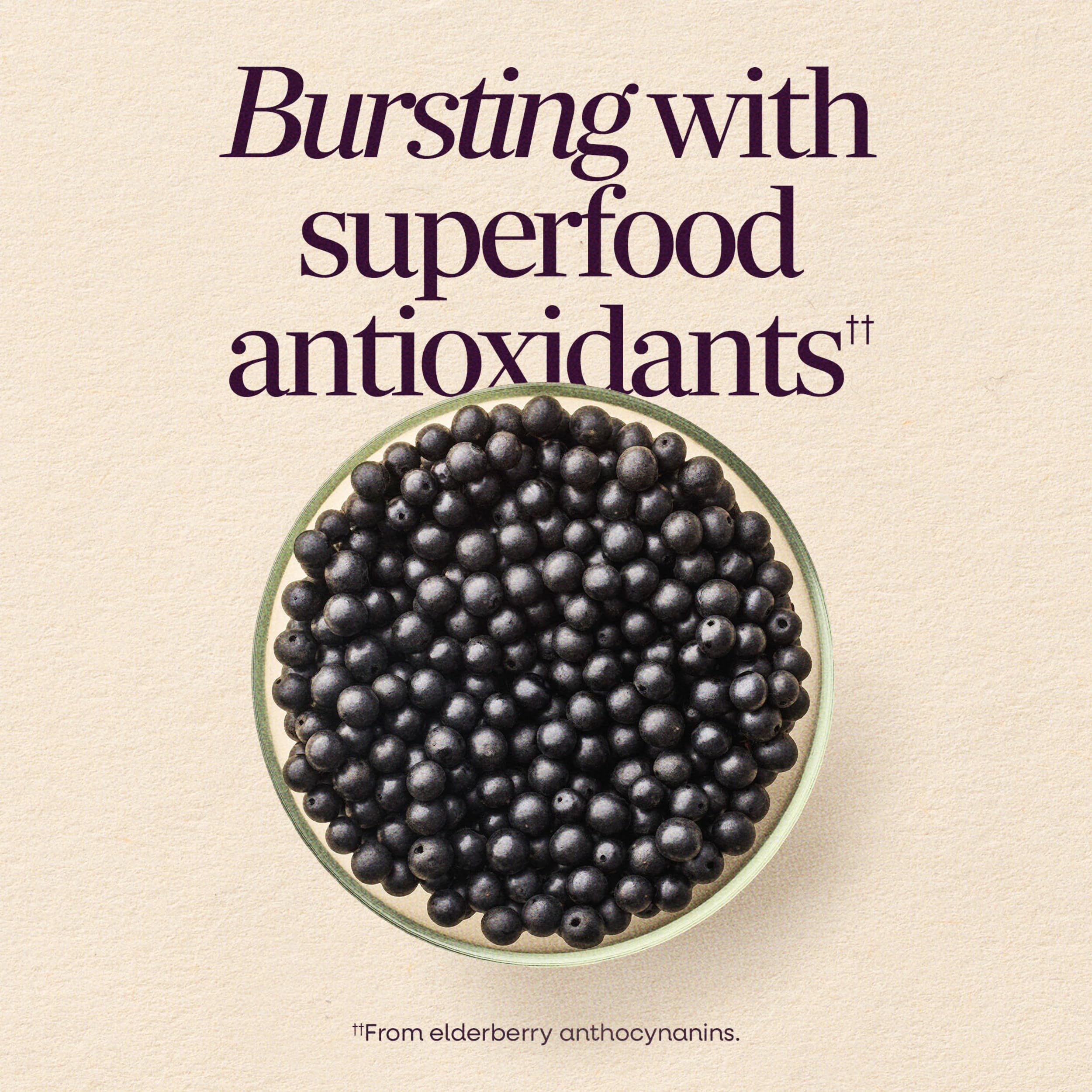 Nature’s Way Sambucus Elderberry Gummies, Immune Support Gummy for Adults & Kids Ages 4+ with Black Elderberry Extract, Vitamin C