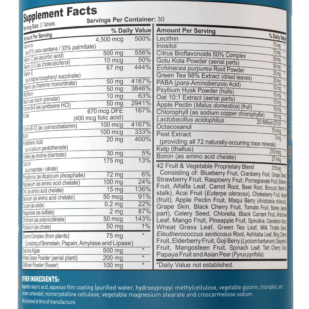Dr. Tobias Adult Multivitamin for Women & Men, Immune Supporting Vitamins from 42 Fruits, Vegetables, Plus Probiotics, Vegan Multivitamins Dr. Tobias Au supplements