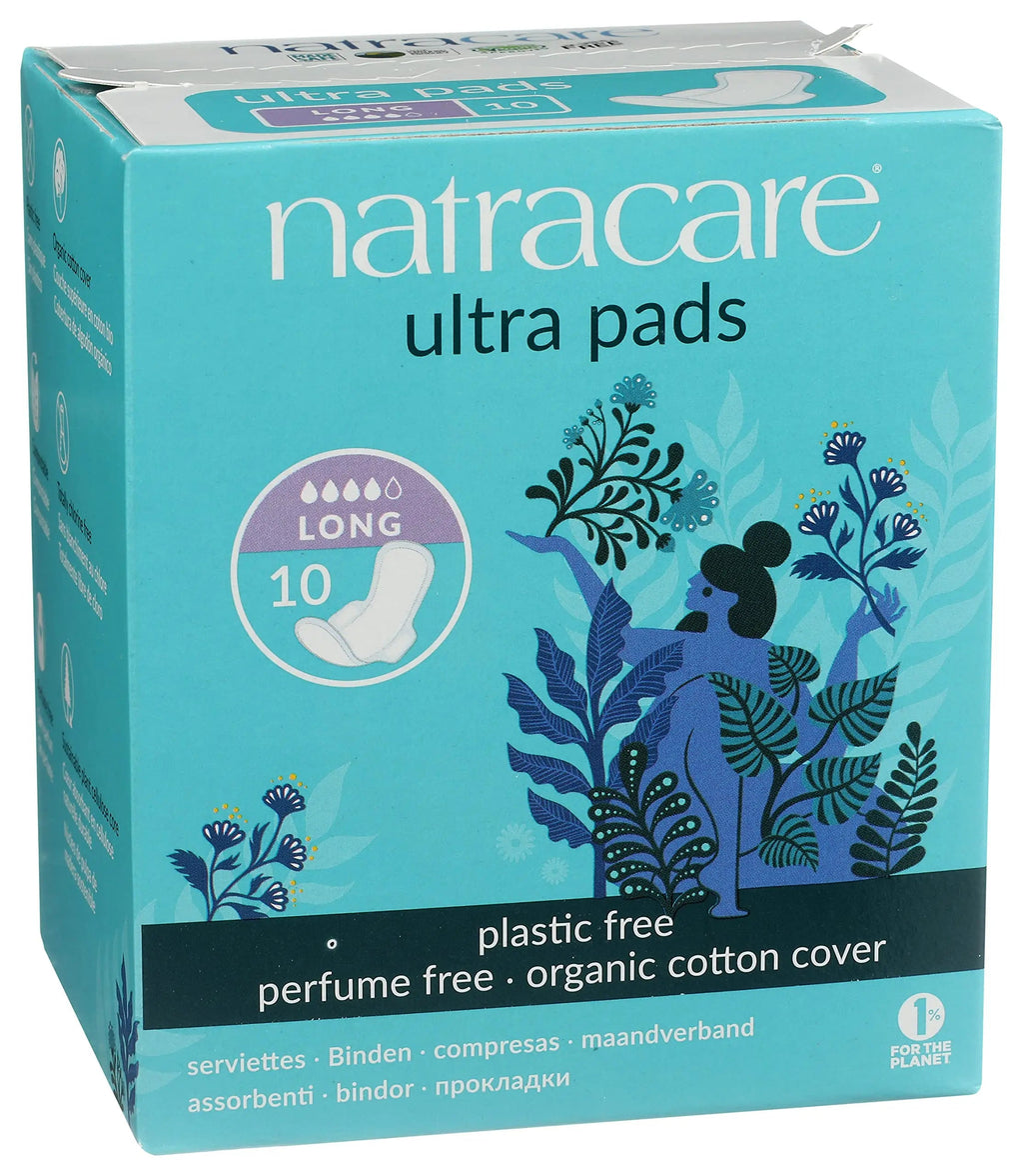 Natracare Slim Fitting Ultra Pads with Wings, Long, Made with Certified Organic Cotton NATRACARE Au supplements
