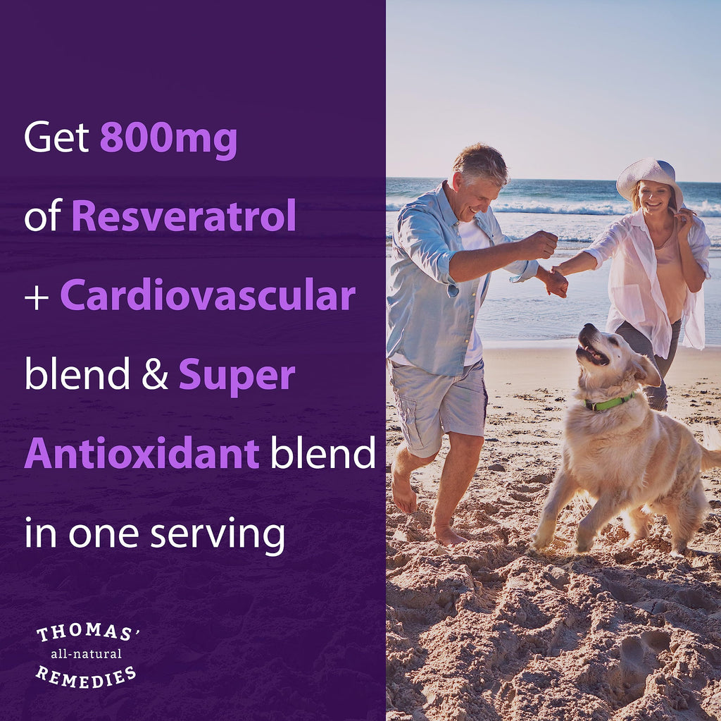 Thomas' all-natural Remedies Resveratrol 1600mg Organic Trans-Resveratrol Antioxidant Supplement with Organic Grape Seed Extract and Quercetin