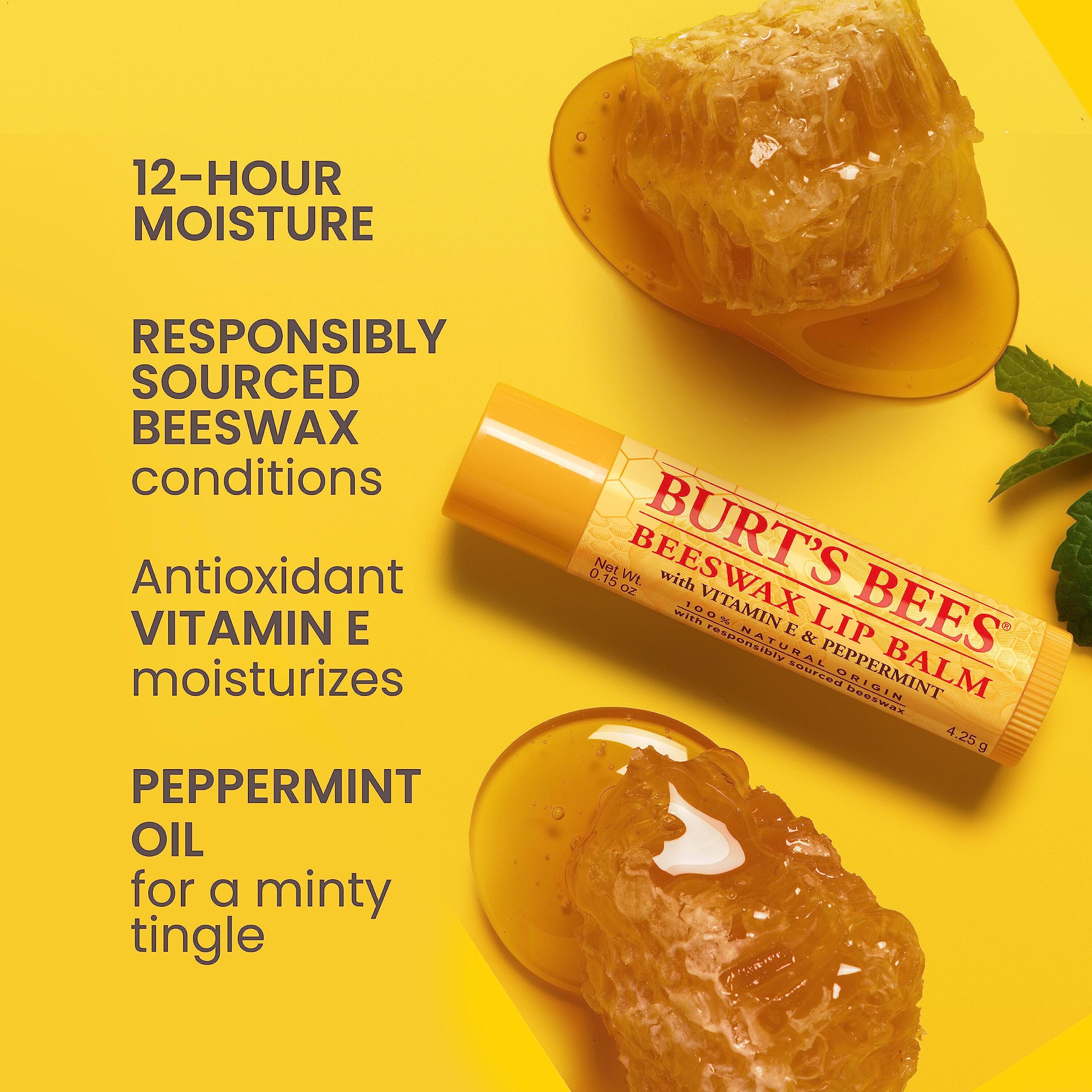 Burt's Bees Lip Balm - Original Beeswax, Lip Moisturizer With Responsibly Sourced Beeswax