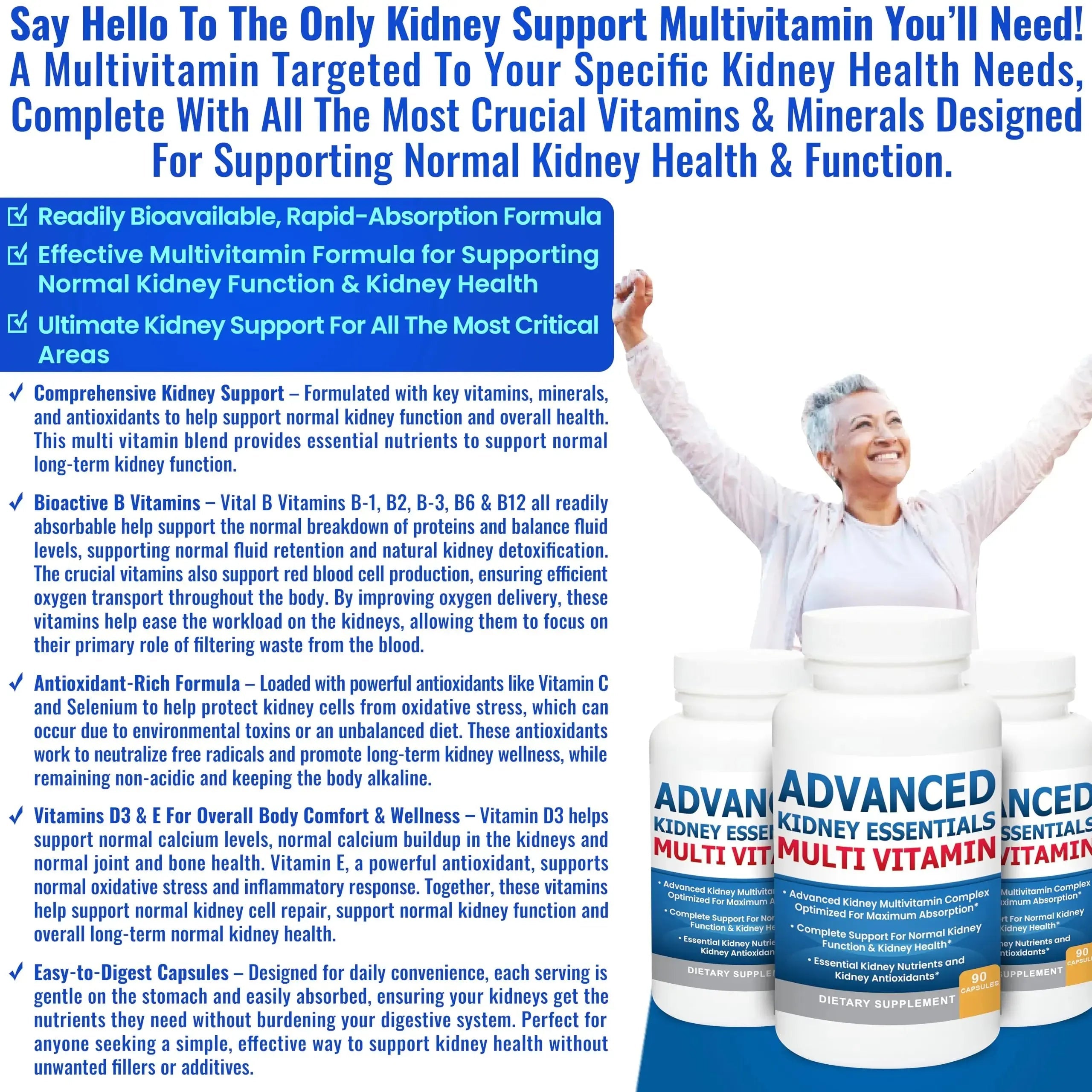 Advanced Kidney Essentials Multivitamin. Kidney Support Supplement for Complete Kidney Health. Kidney Health Supplement Kidney Restore Au supplements