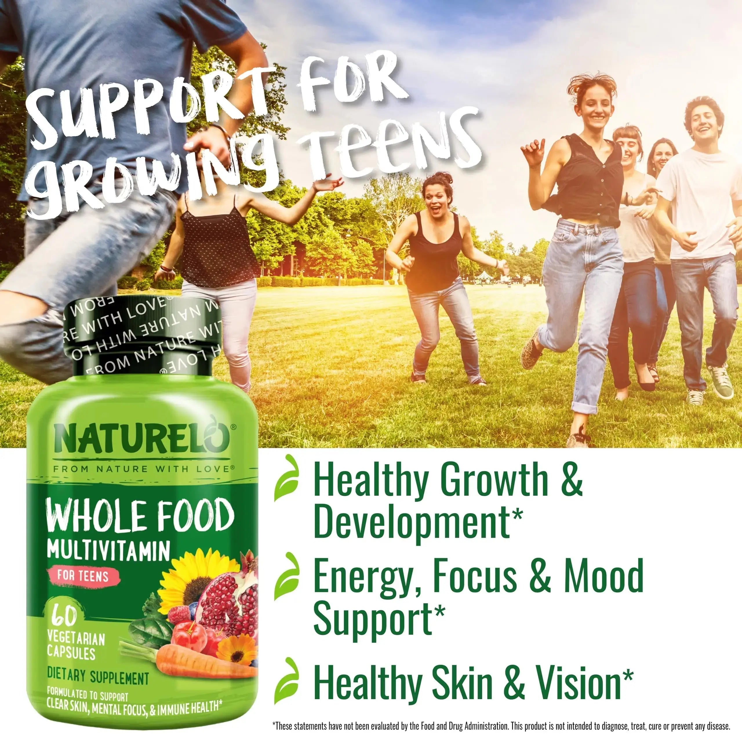 NATURELO Teen Multivitamin - Whole Food, 60 Capsules and One Daily Multivitamin for Women, 60 Capsules - 2 Month Supply Bundle NATURELO Au supplements