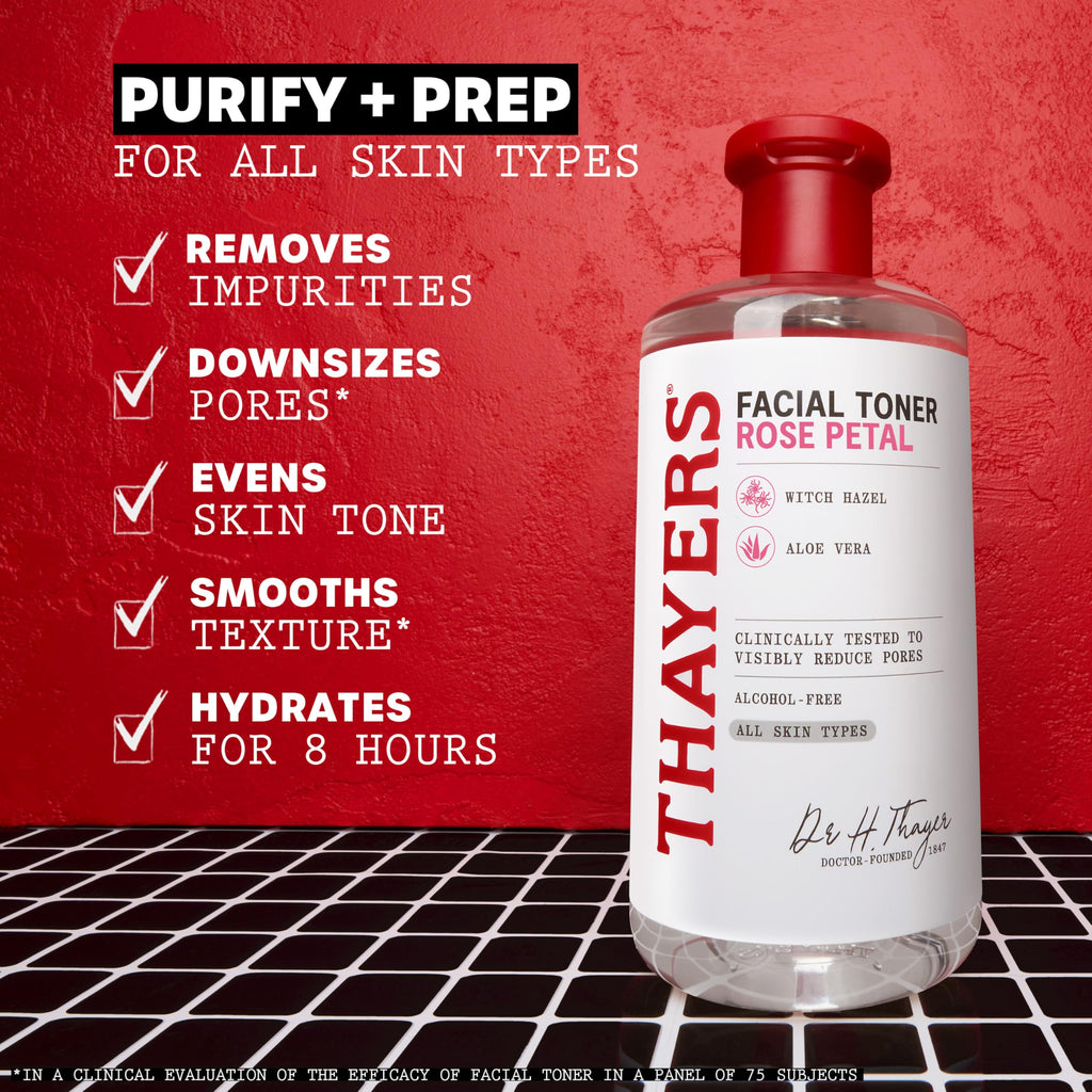 THAYERS Alcohol-Free Rose Petal Witch Hazel Facial Toner for Glowing Skin, Soothing