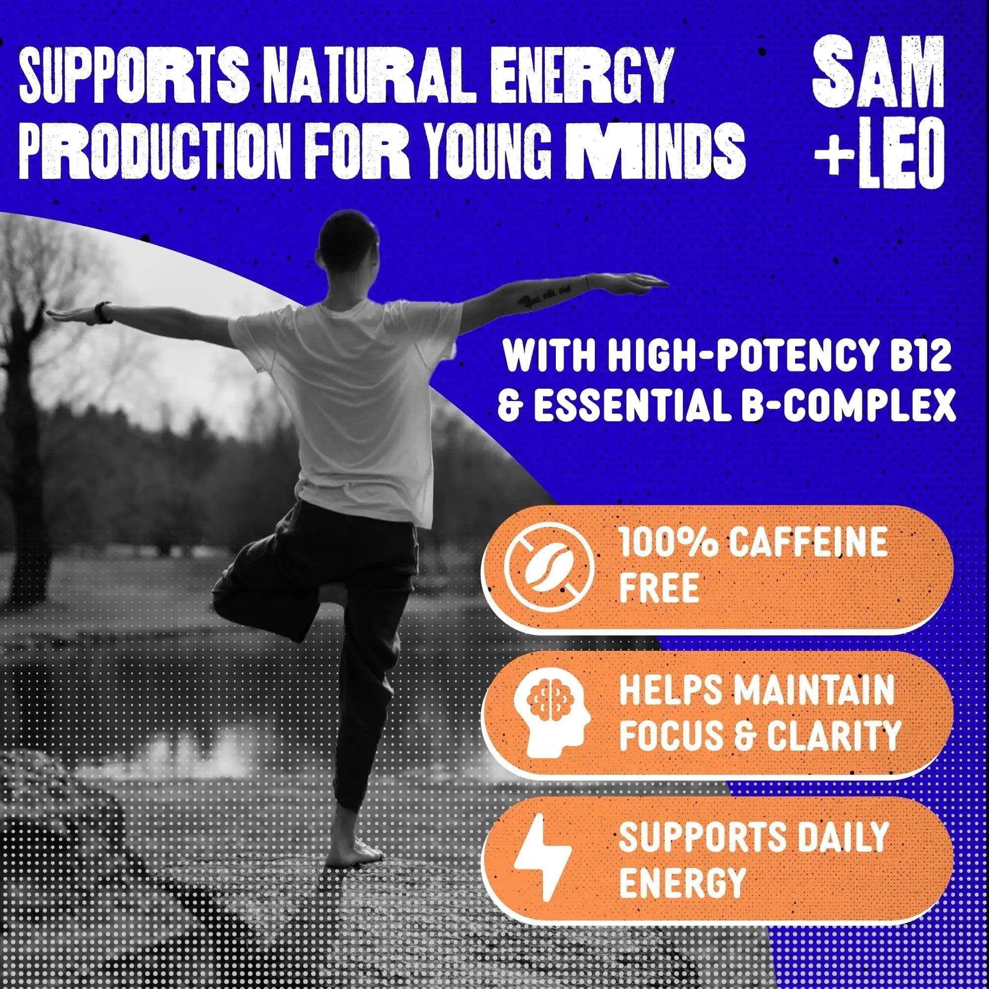 SAM+LEO Vitamin B Complex Gummies with Biotin for Kids & Teens - Caffeine-Free Focus & Energy Support Supplement Gummies | SAM+LEO Au supplements