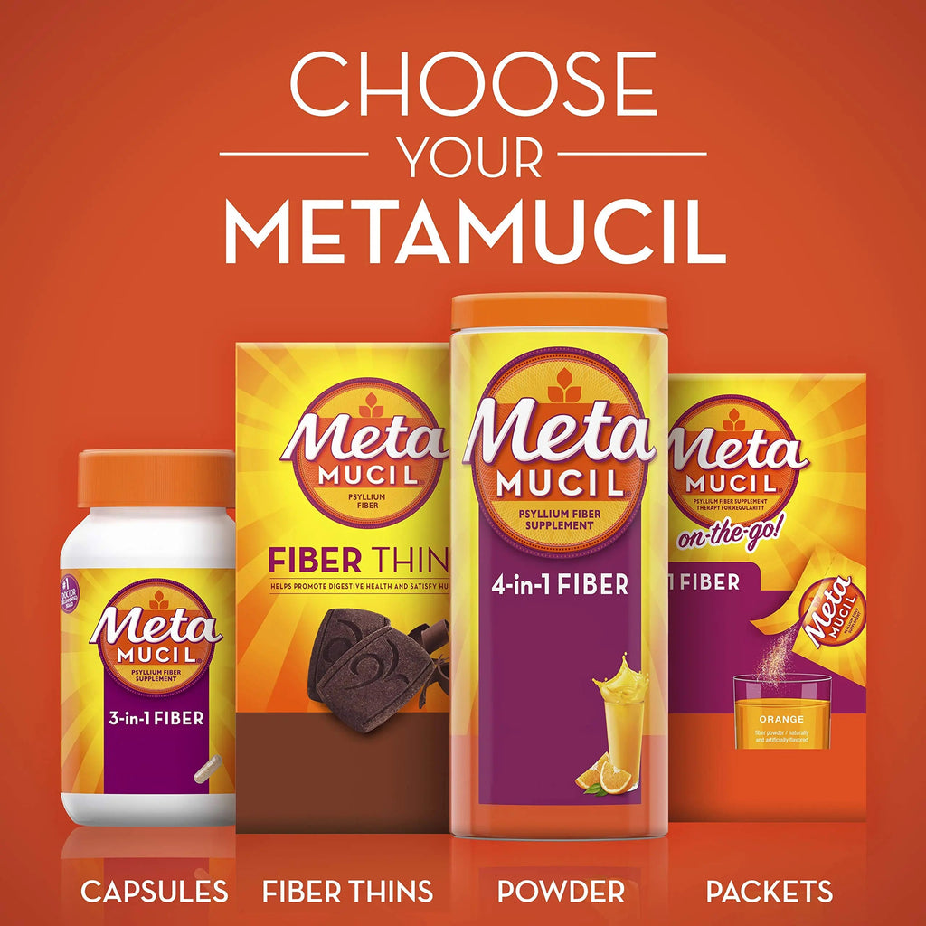 Metamucil, Daily Psyllium Husk Powder Supplement with Real Sugar, 4-in-1 Fiber Metamucil Au supplements