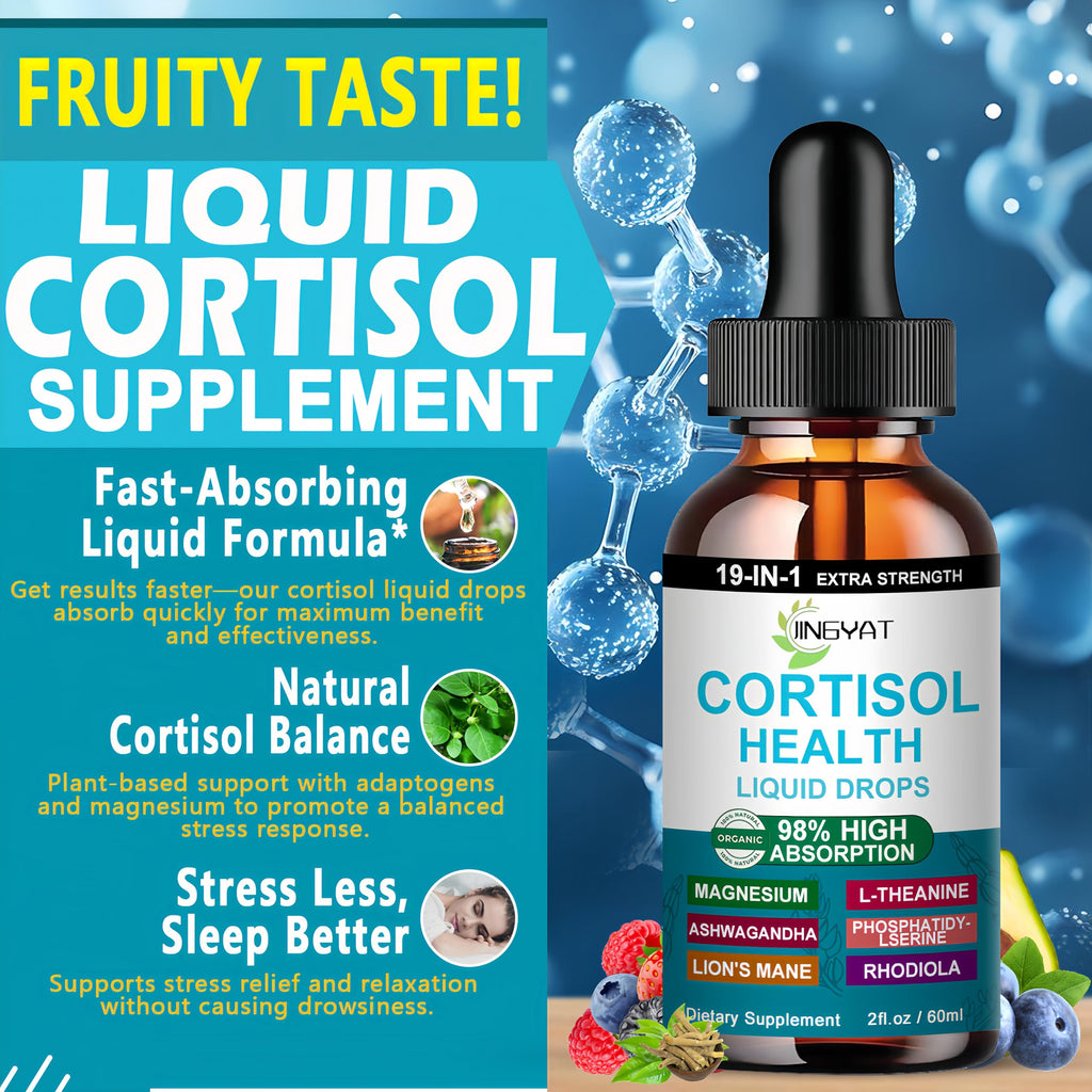 Cortisol Supplements for Women,19-in-1 Cortisol Supplement Liquid Drops w/Magnesium,L-Theanine,Ashwagandha,Omega-3, High Absorption Hormone Balanced for Women Drops - Sleep Focus Mood, Non-GMO JINGYAT Au supplements