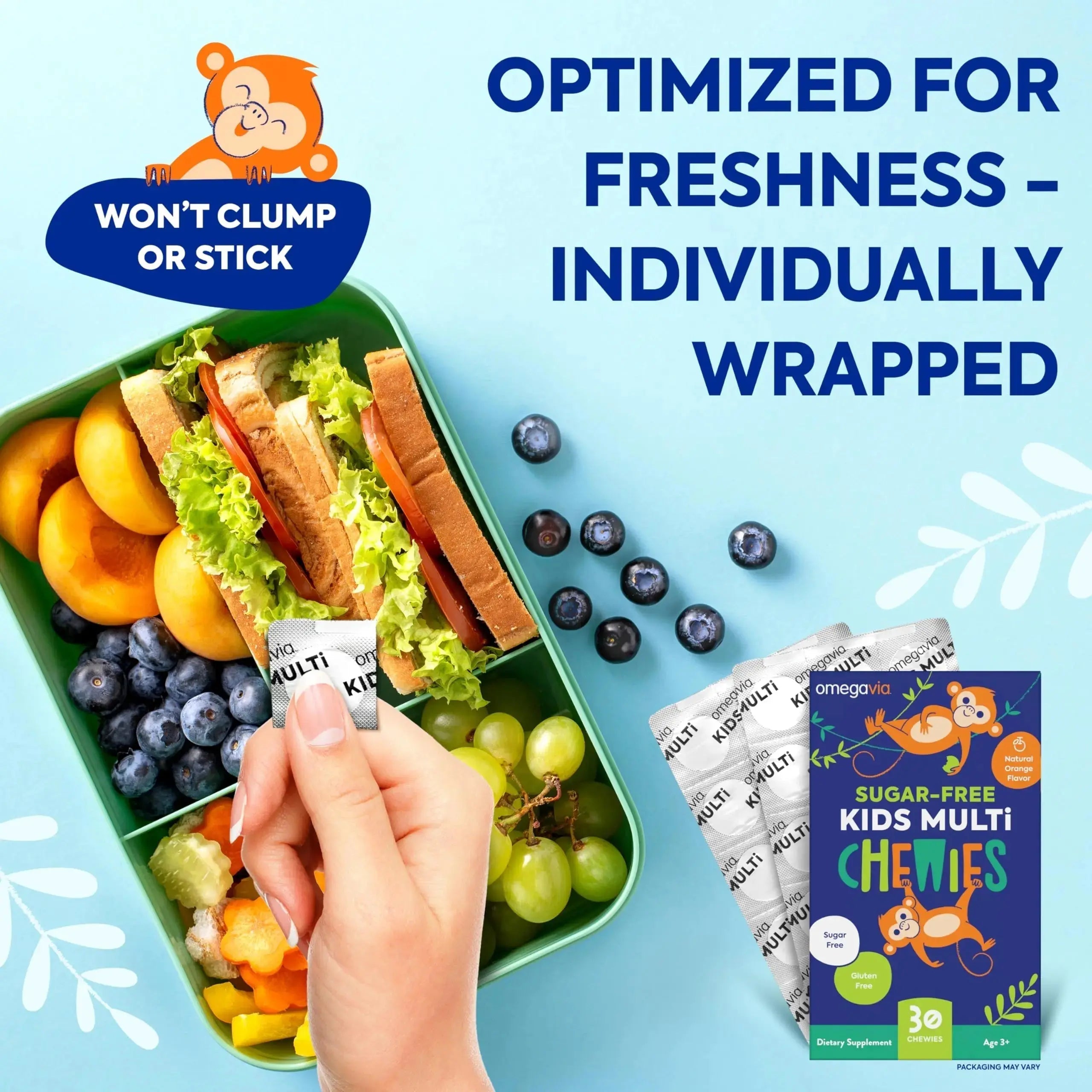 OmegaVia Sugar Free Kids Multivitamin Chewies - Daily Chewable Gummy Vitamins for Kids 3+ OmegaVia Au supplements