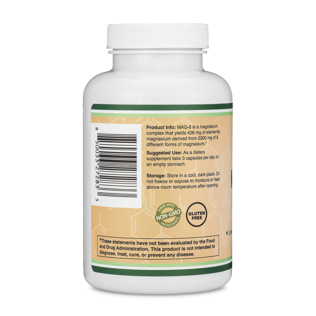 Magnesium Complex Supplement 180 Capsules (426mg Elemental Magnesium Provided by 2,300mg of Eight Different Forms of Magnesium) MAG-8 Provides 100% Daily Recommended Value of Magnesium by Double Wood Double Wood Supplements Au supplements