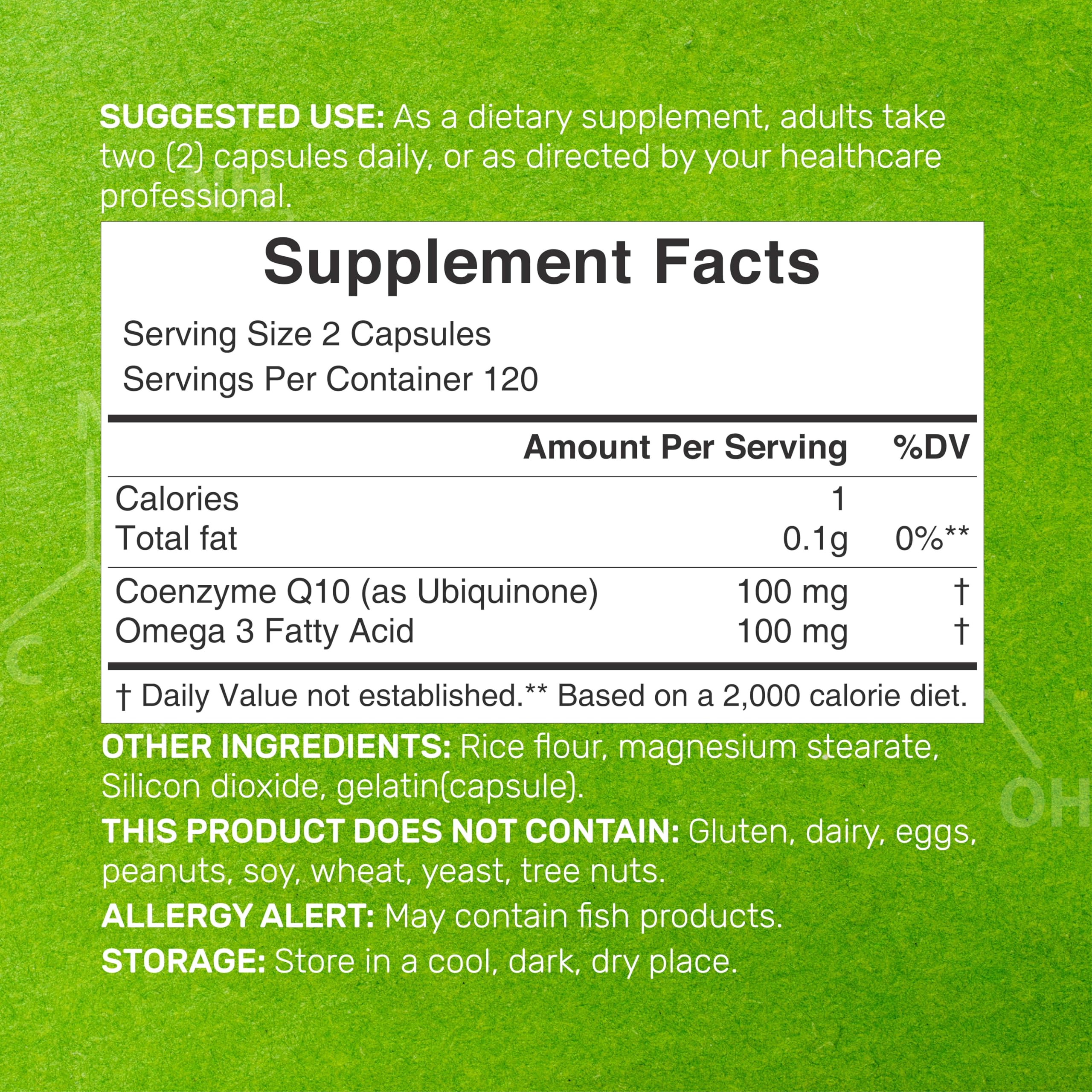 DEAL SUPPLEMENT CoQ10 100mg with Omega 3 100mg, 240 Capsules | Bioavailable Coenzyme Q10 Formula | Non-GMO