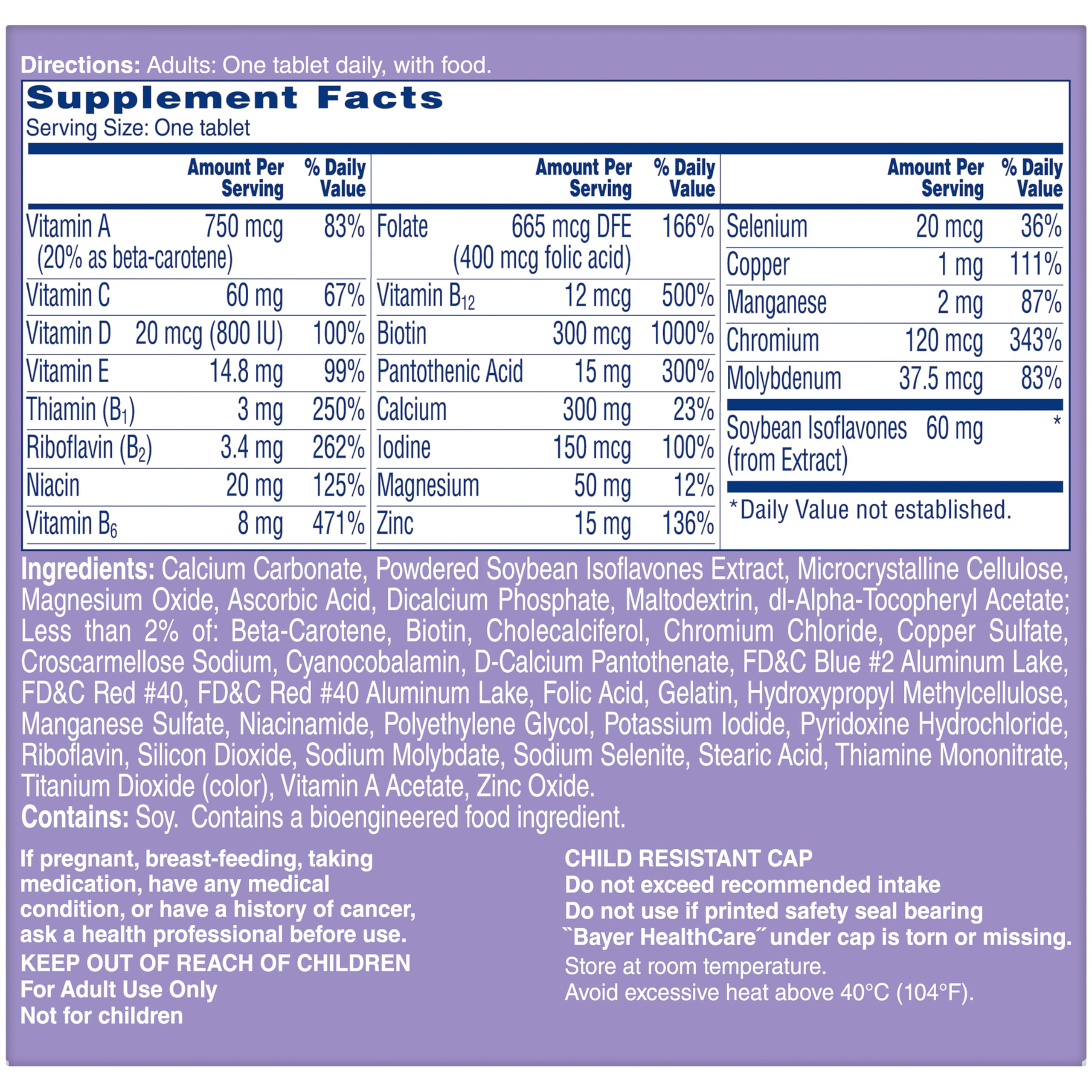 One A Day Women's Menopause Multivitamin with Vitamin A, Vitamin C, Vitamin D, Vitamin E and Zinc for Immune Health Support, Bone health, 50 Count (Packaging May Vary) ONE A DAY Au supplements