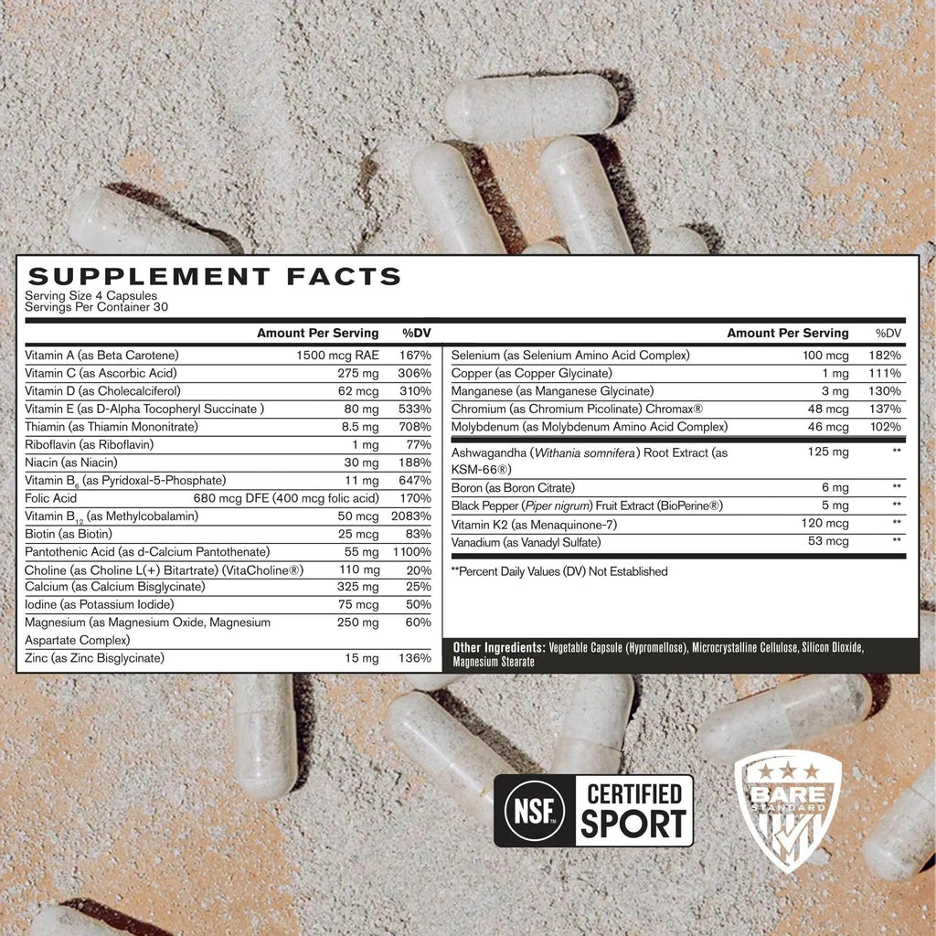 BARE PERFORMANCE NUTRITION, BPN Strong Multi-Vitamin, Foundational Health, Improved Mood and Sleep, Adaptogens, Improved Cognitive Health BARE PERFORMANCE NUTRITION Au supplements
