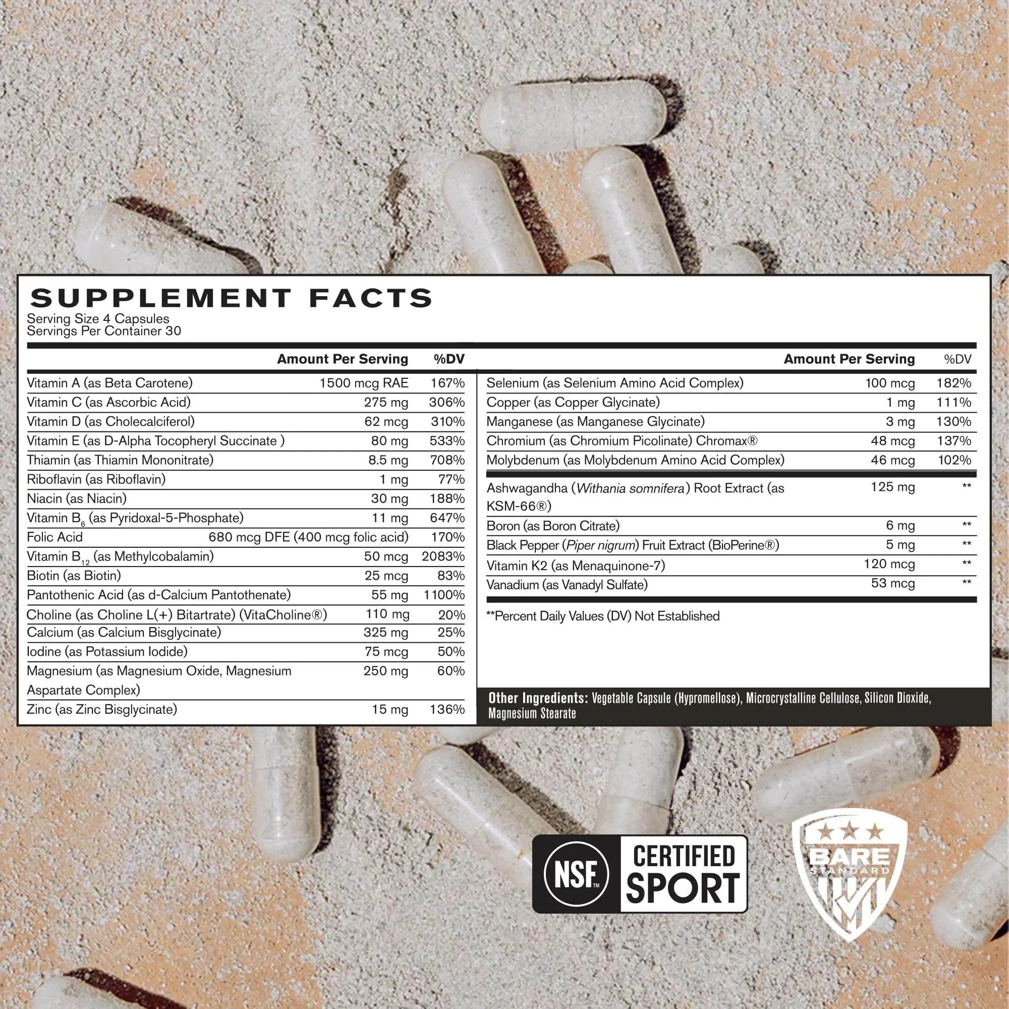 BARE PERFORMANCE NUTRITION, BPN Strong Multi-Vitamin, Foundational Health, Improved Mood and Sleep, Adaptogens, Improved Cognitive Health BARE PERFORMANCE NUTRITION Au supplements