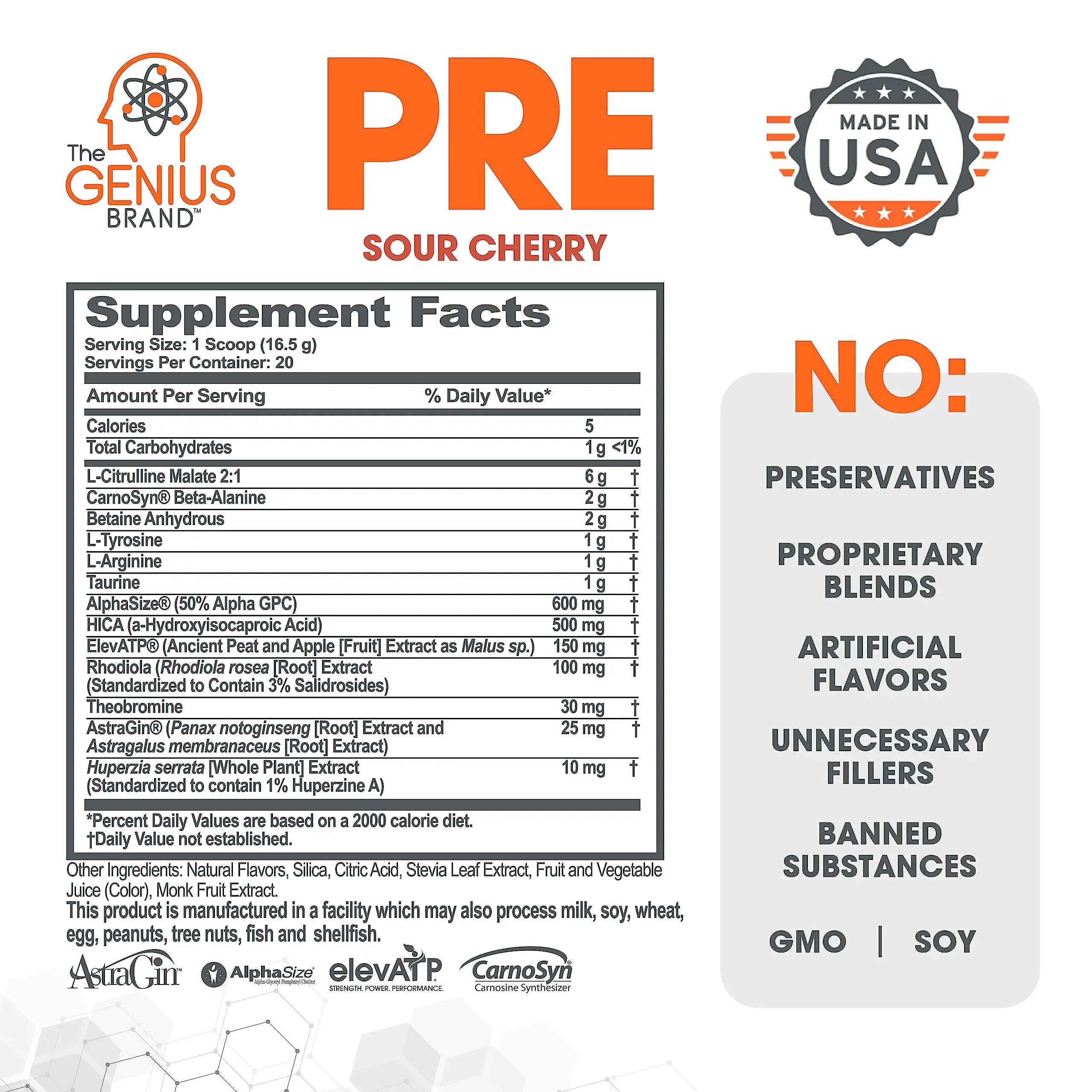 Genius Pre Workout Powder, Sour Cherry, and Genius Micronized Creatine Monohydrate The Genius Brand Au supplements