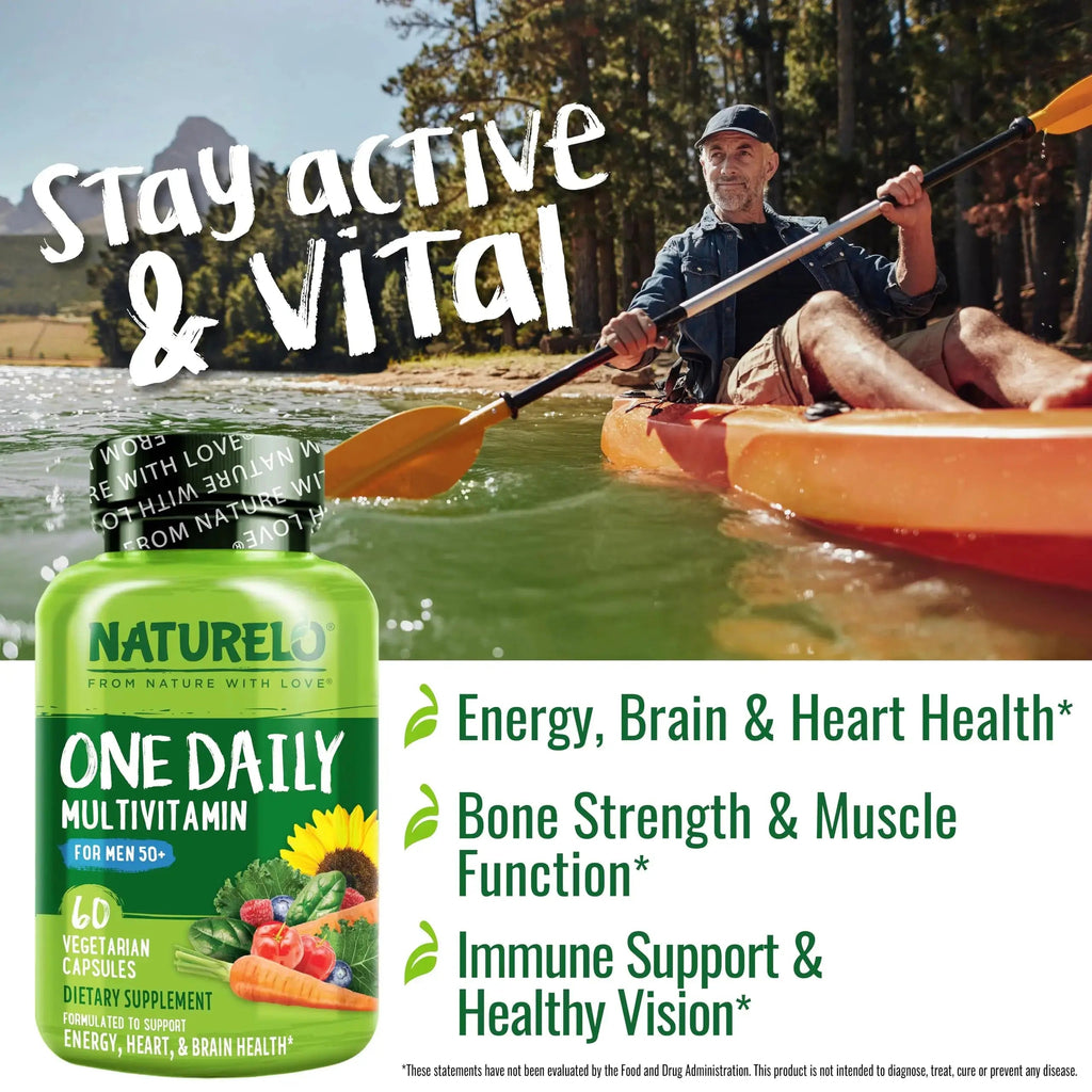 NATURELO One Daily Multivitamin for Men 50+, 60 Capsules and One Daily Multivitamin for Women 50+ (Iron Free), 60 Capsules Bundle - 2 Month Supply NATURELO Au supplements