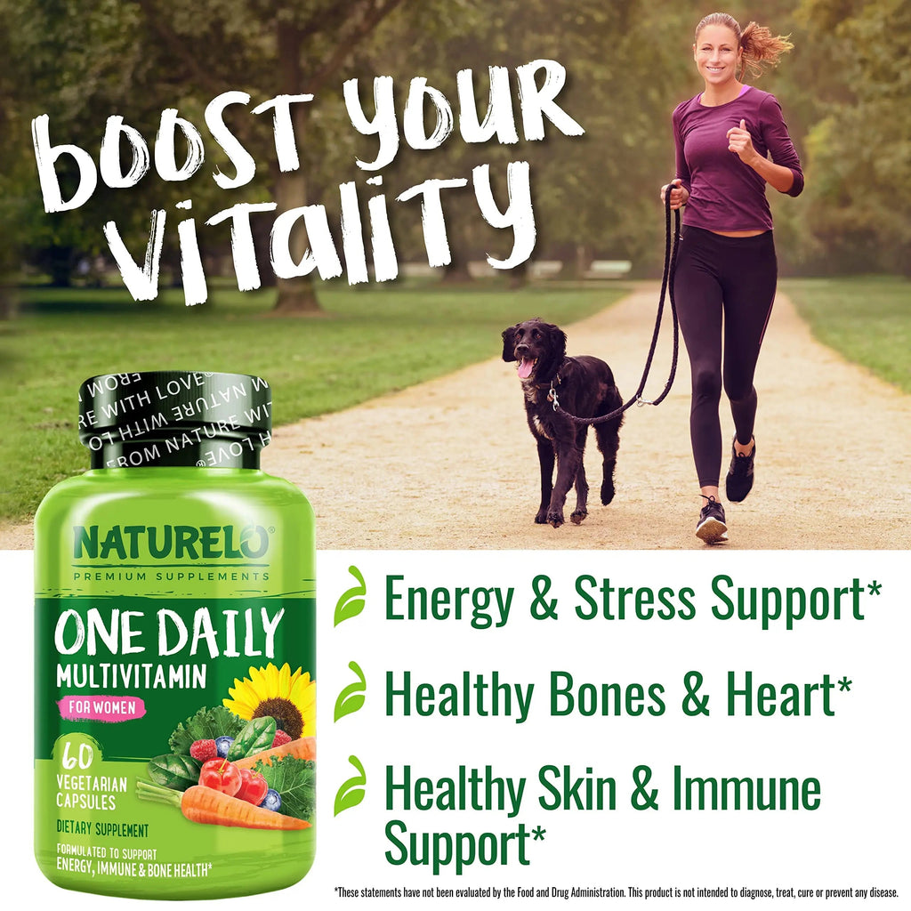NATURELO One Daily Multivitamin for Women w/Vitamin B12, 60 Ct, Energy Support, Whole Food Daily Women Multivitamin Supplement, Nourish Hair/Skin/Nail, Non-GMO NATURELO Au supplements