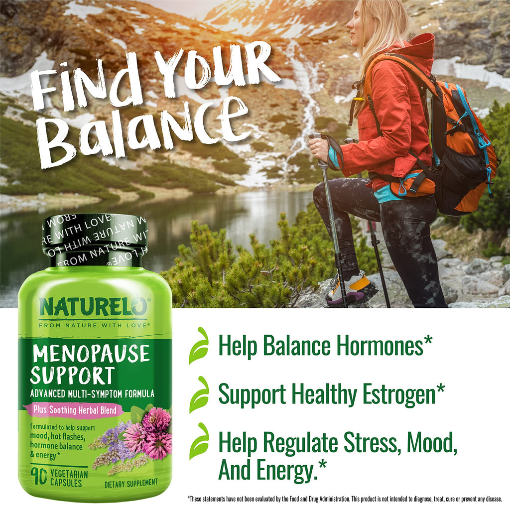 NATURELO Menopause Supplements for Women, Herbal Blend with Black Cohosh for Menopause Hot Flashes Advanced Estrogen Multi-Symptom Formula 90 Capsules NATURELO Au supplements