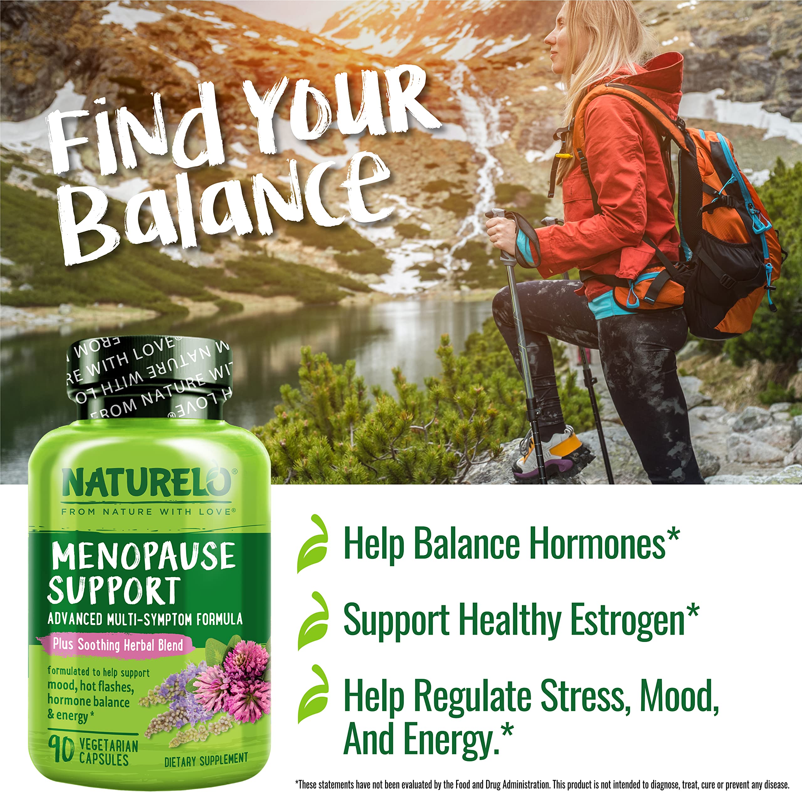 NATURELO Menopause Supplements for Women, Herbal Blend with Black Cohosh for Menopause Hot Flashes Advanced Estrogen Multi-Symptom Formula 90 Capsules NATURELO Au supplements