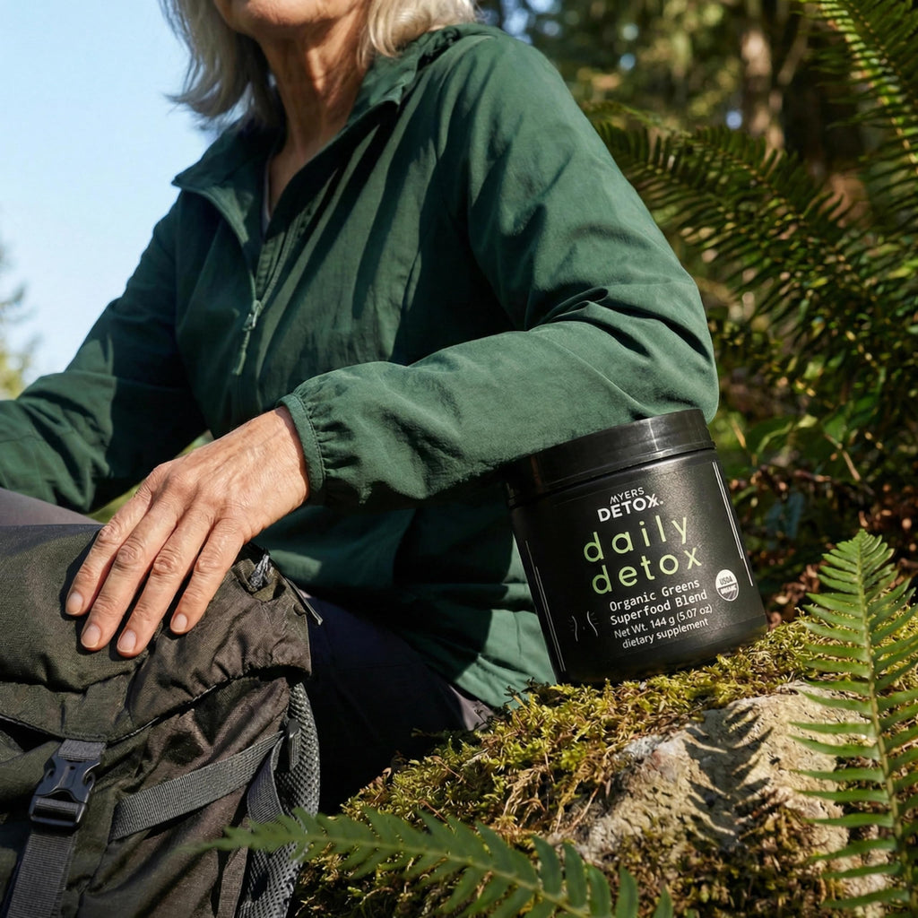 Myers Detox Daily Detox Greens Powder, Organic Superfood Supplement for Detox, Gut Health, Energy, Immune Support, Overall Wellness, Gluten Free Multivitamin Drink Mix,