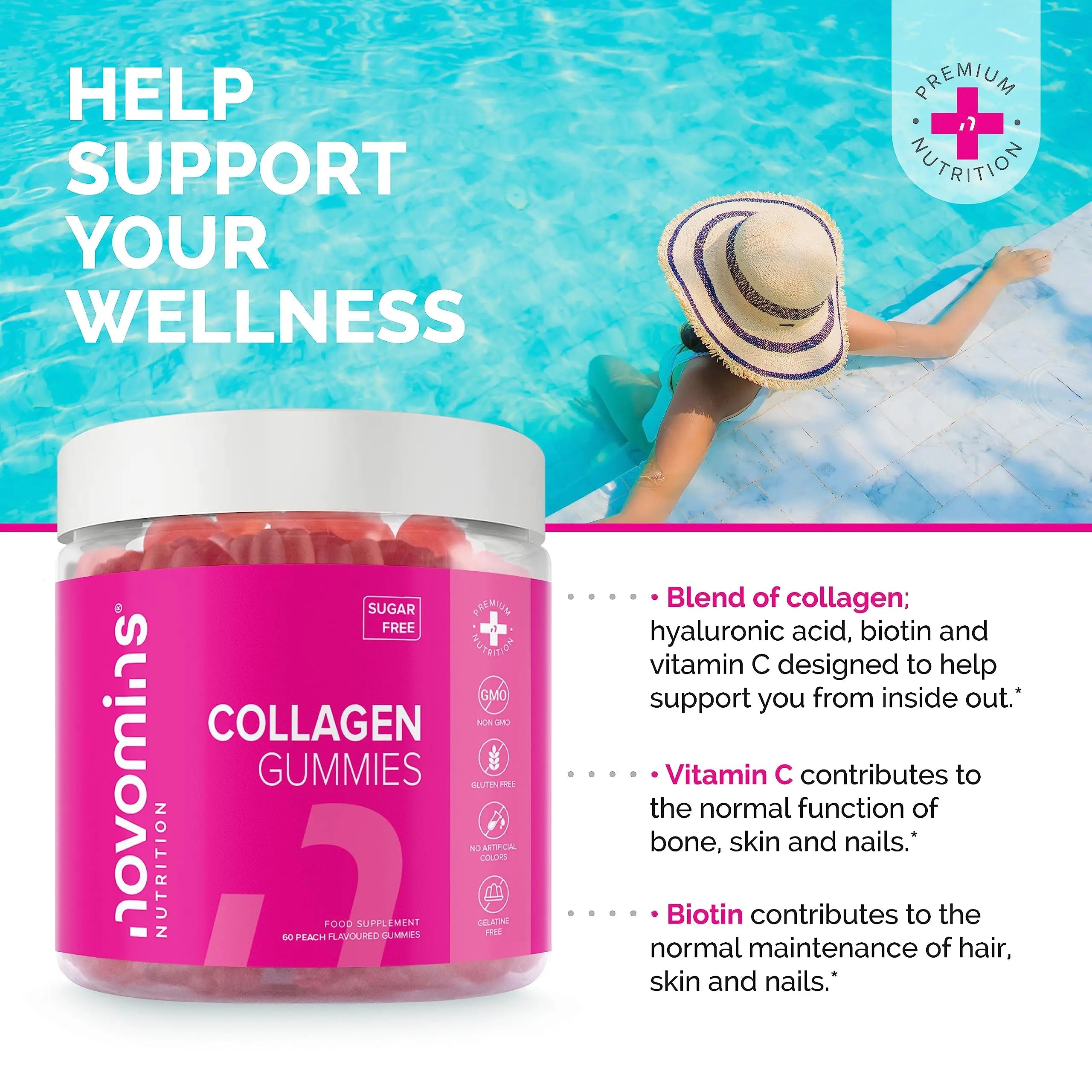 Collagen Gummies - Sugar Free Marine Collagen Gummies - Superior Type 1 Hydrolysed Collagen novomins Au supplements