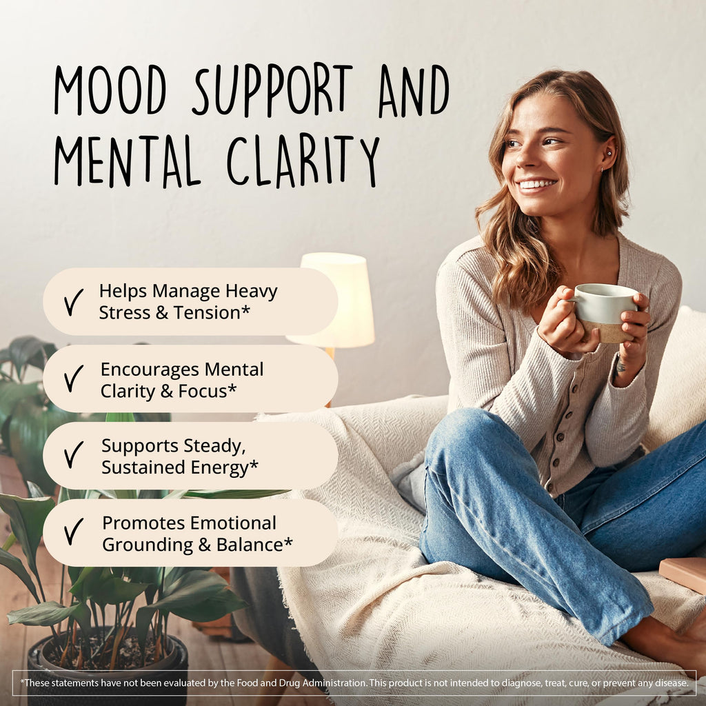 Joy-Filled Mood Support Supplement - 7 Herb Complex + St. Johns Wort | Stress Relief – Helps Calm The Mind & Body | 100% Plant-Based Happy Pills