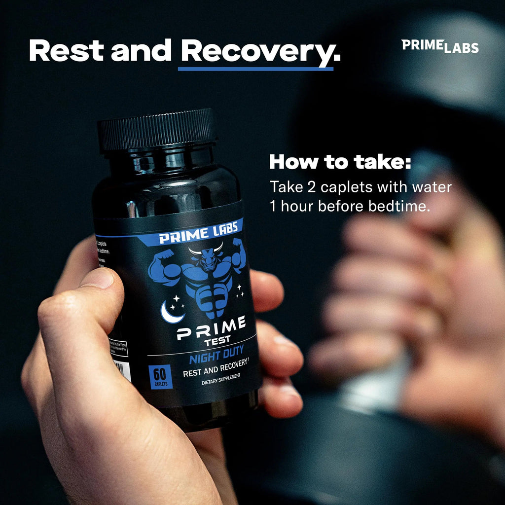 Prime Labs Night Duty - Nighttime Testosterone Booster & Sleep Support - PM Rest & Muscle Recovery Supplements - 60 Count Prime Labs Au supplements