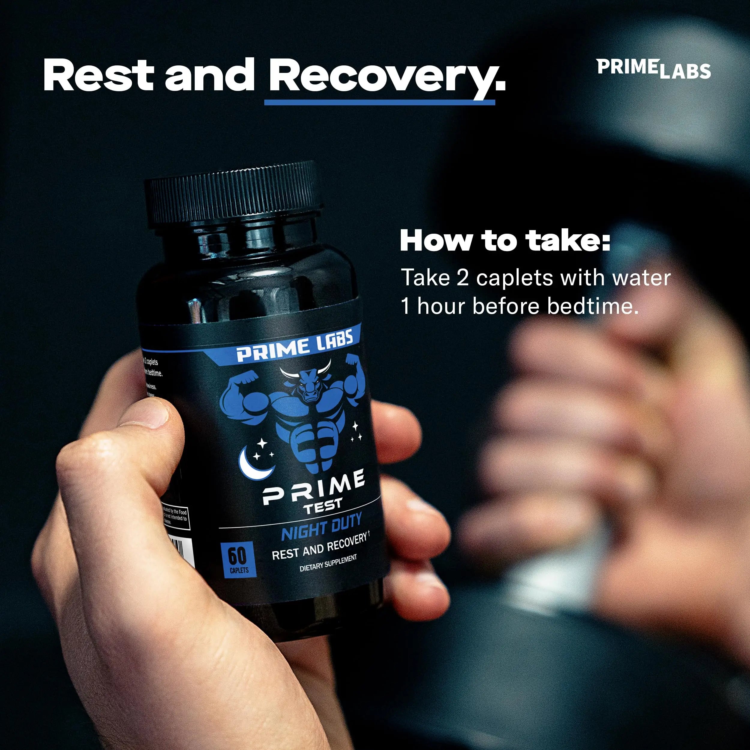 Prime Labs Night Duty - Nighttime Testosterone Booster & Sleep Support - PM Rest & Muscle Recovery Supplements - 60 Count Prime Labs Au supplements