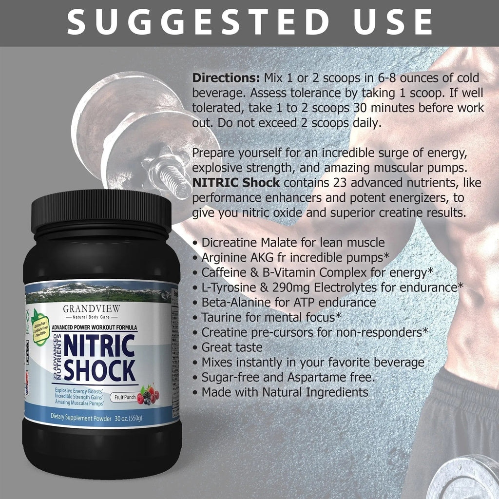 N Shock- Pre Workout Powder, x10 Strength, 44 Servings, (Fruit Punch) Boost Energy Grandview Natural Body Care Au supplements