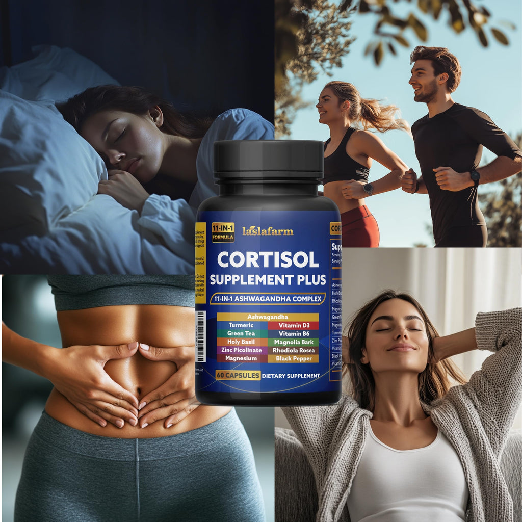 laslafarm 11in1 Cortisol Plus Supplement, 11in1 Ashwagandha and Natural Herbal Complex Vitamin Blend for Daily Mood, Focus and Sleep, Suitable for Women and Men 60 Capsules laslafarm Au supplements