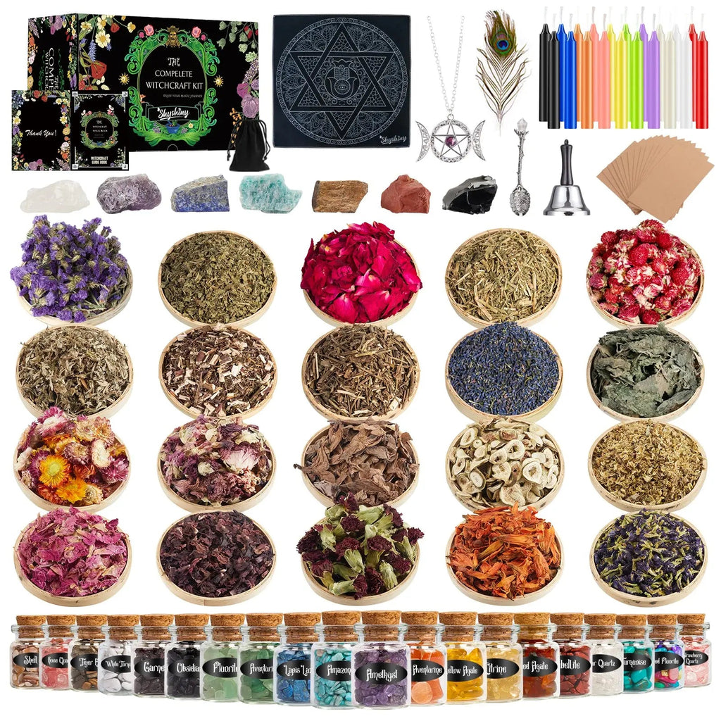 SHYSHINY Witchcraft Supplies Kit for Wiccan Spells, 95 Pack of 7 Chakra Stones, Crystals, Dried Herbs SHYSHINY Au supplements