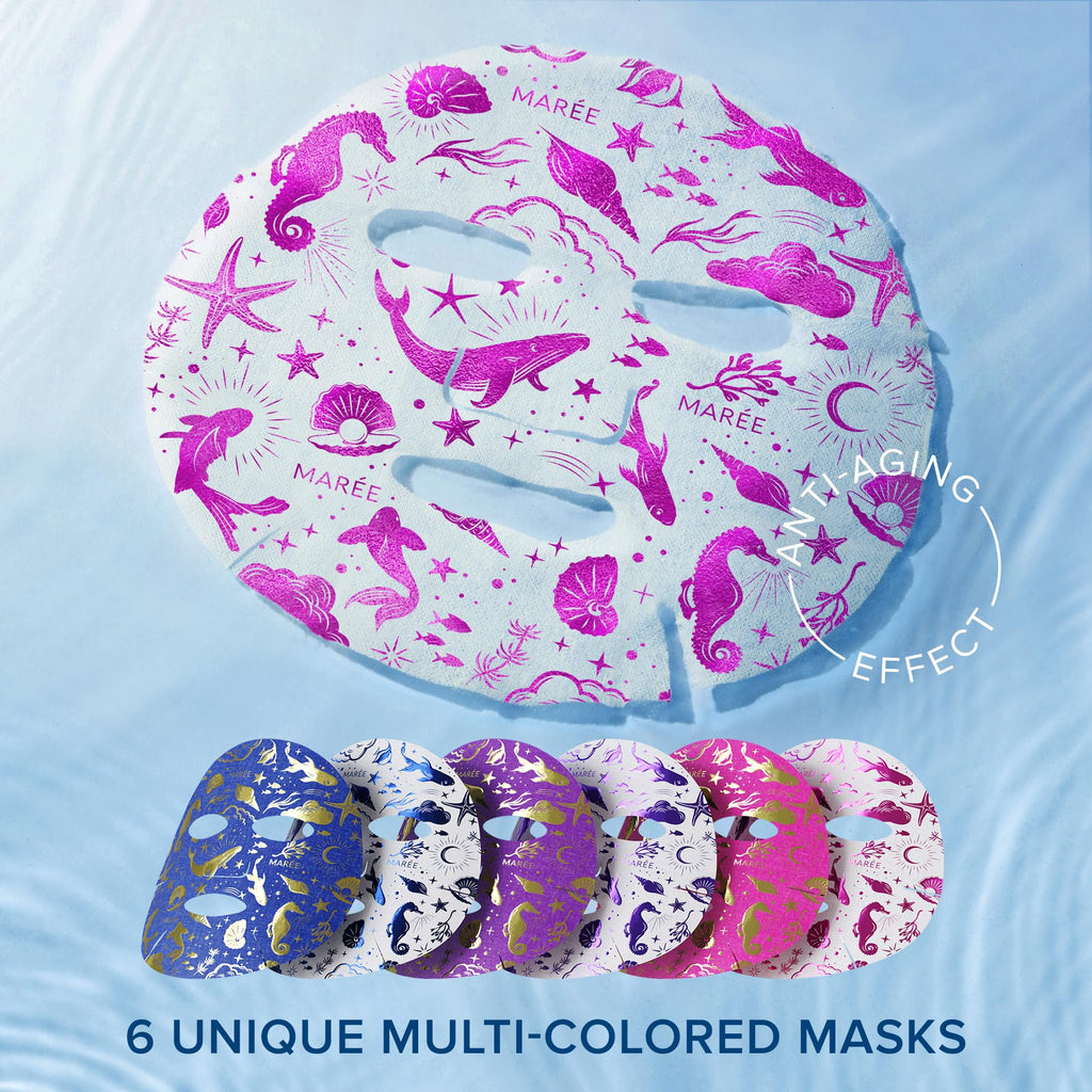 MAREE Collagen Facial Mask with Hyaluronic Acid — Sheet Face Mask Skincare — Centella Asiatica, Green & Red Algae Extract