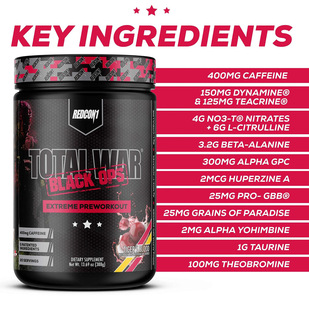 REDCON1 Total War Black Ops Extreme Preworkout Powder, Tigers Blood, High Stimulant REDCON1 Au supplements