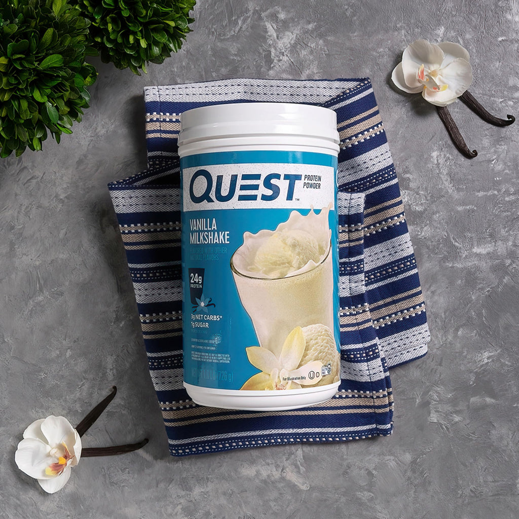 Quest Nutrition Vanilla Milkshake Protein Powder, 24g of Protein, 1g of Sugar, Low Carb, Gluten Free, 1.6 Pound, 23 Servings