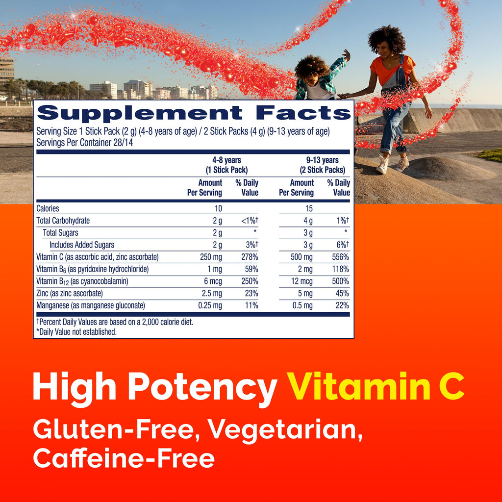 Emergen-C Kidz Crystals, On-the-Go Emergen-C Immune Support Supplement with Vitamin C, B Vitamins, Zinc and Manganese